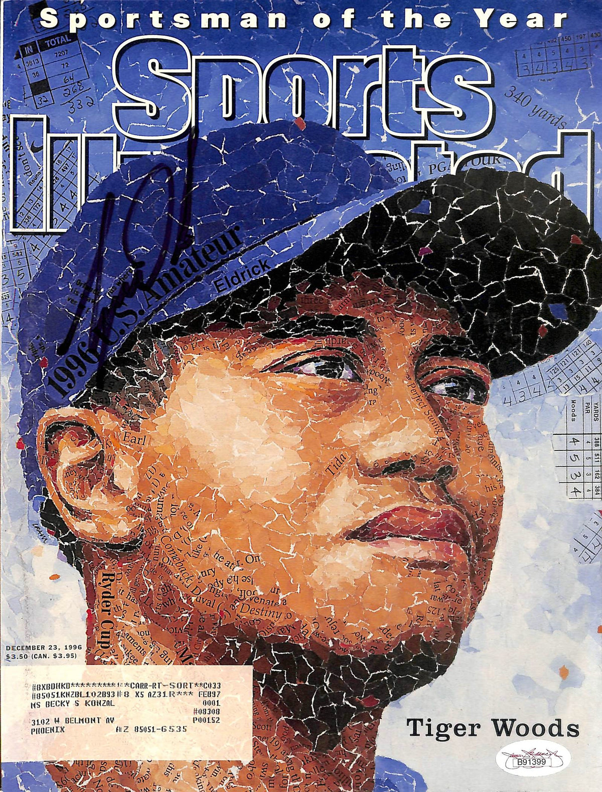 Tiger Woods Authentic Signed 1996 Sports Illustrated Magazine Cover JSA #B91399