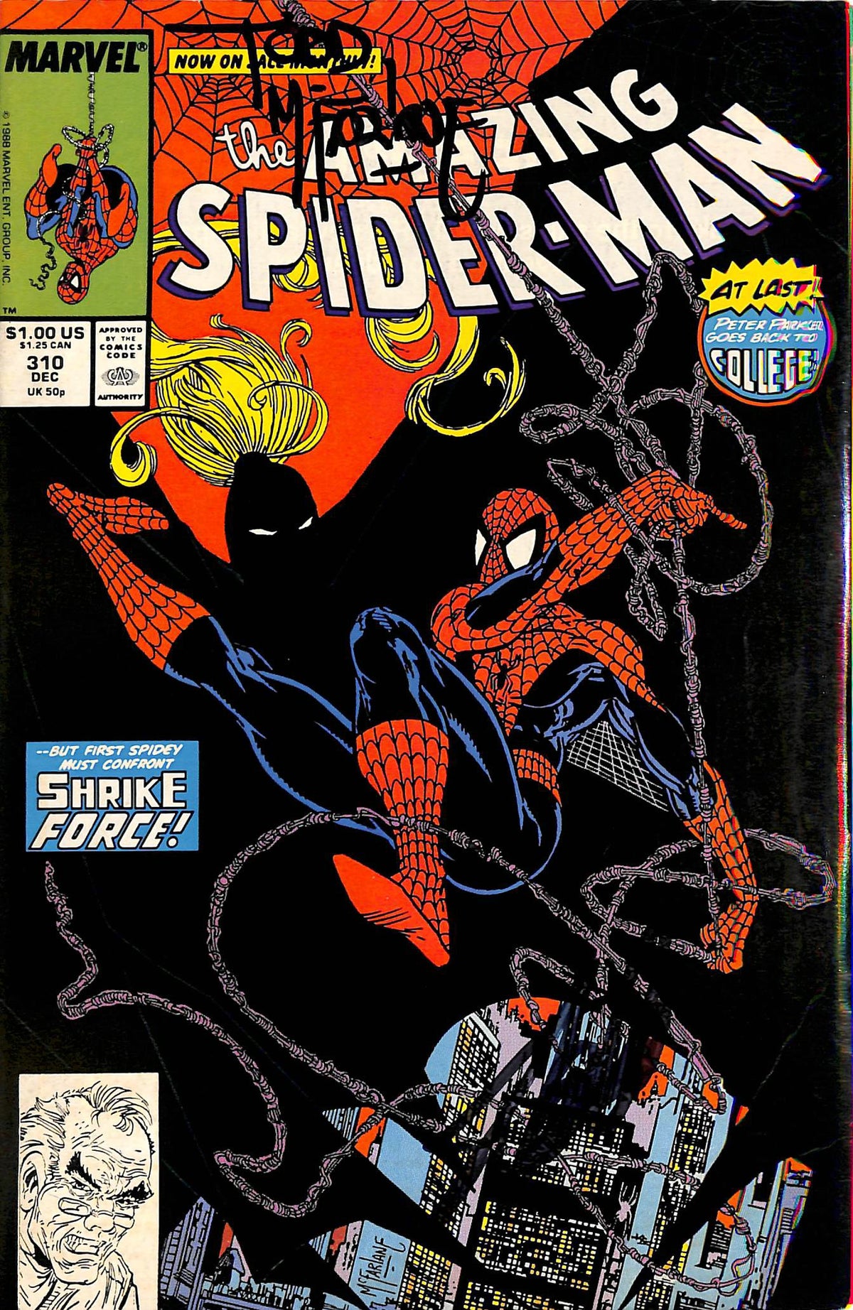 Stan Lee & Todd McFarlane Signed The Amazing Spider-Man #310 Comic BAS #E35328