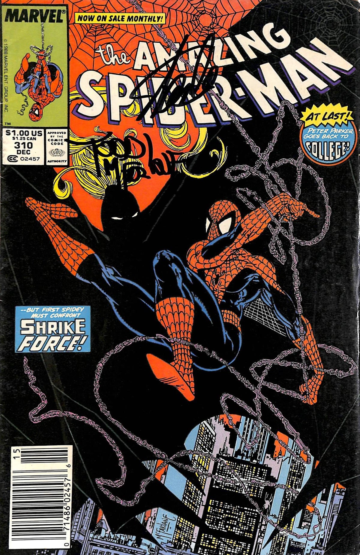 Stan Lee & Todd McFarlane Signed The Amazing Spider-Man #310 Comic BAS #E35338