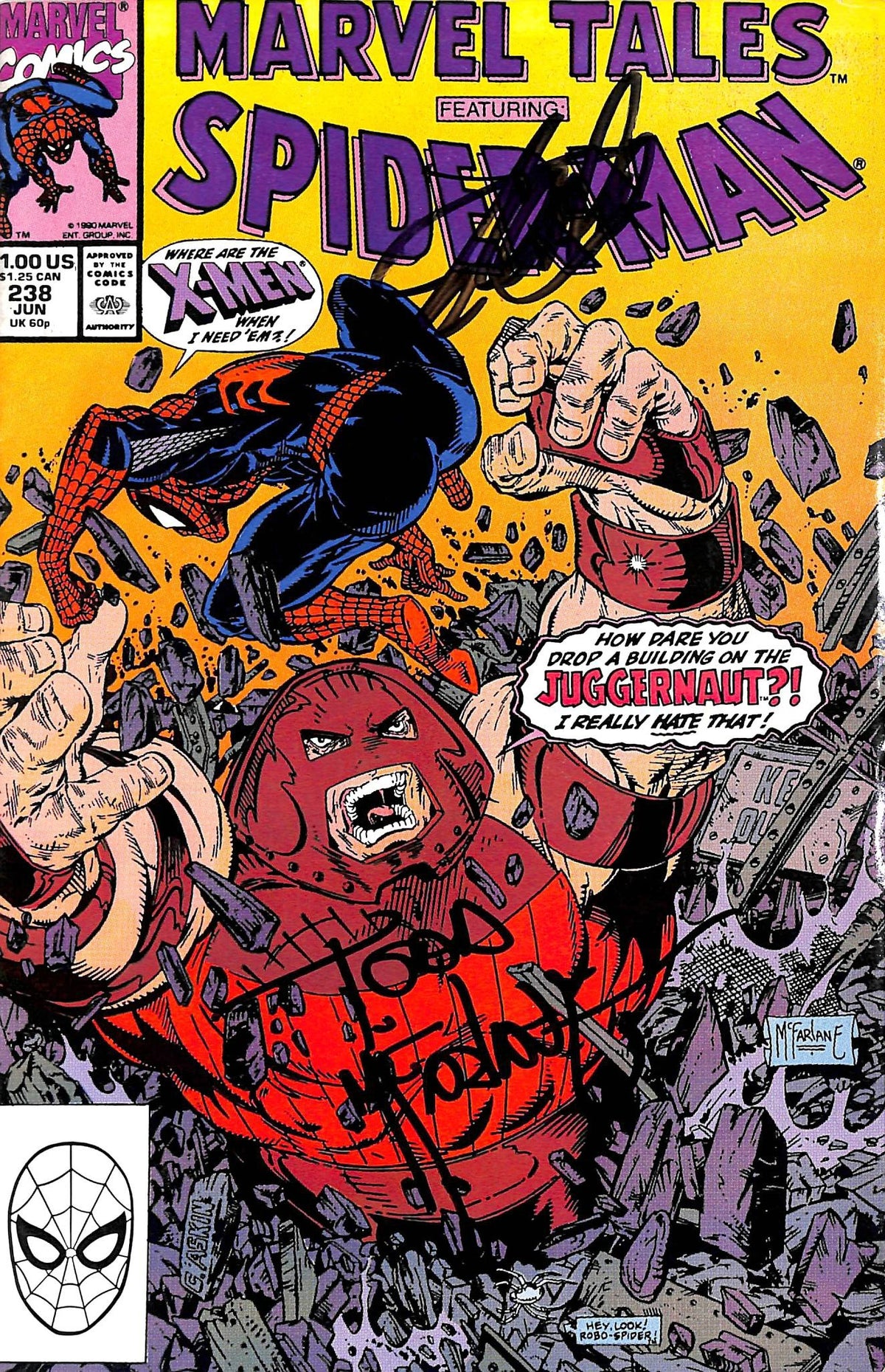 Stan Lee & Todd McFarlane Signed Marvel Tales Spider-Man #238 Comic BAS #E35336