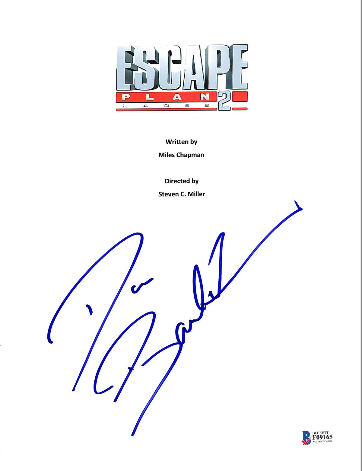 Dave Bautista Authentic Signed Escape Plan 2 Movie Script Cover BAS #F09165
