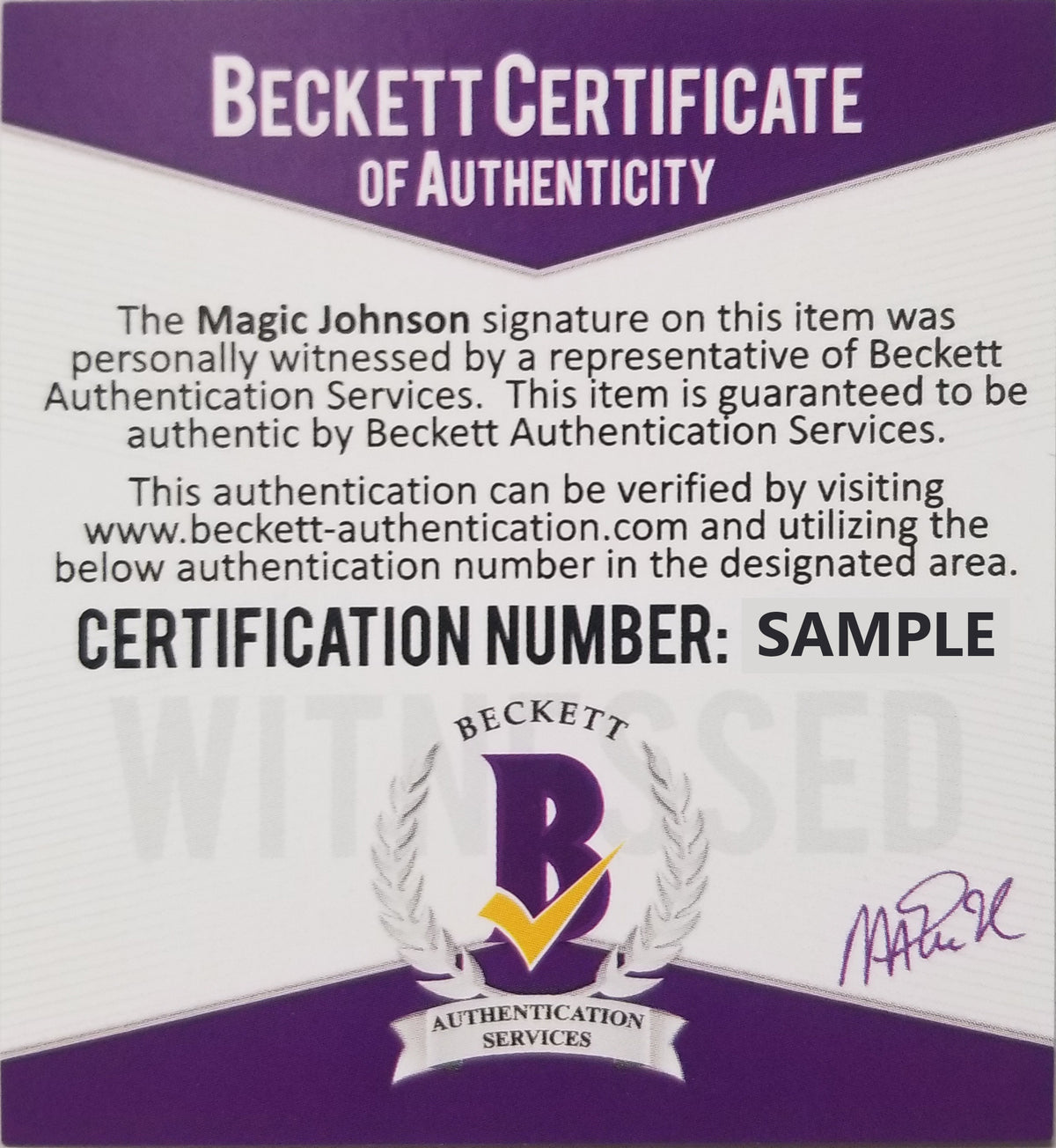 Lakers Magic Johnson Signed Spalding Basketball w/ Purple Signature BAS Witness