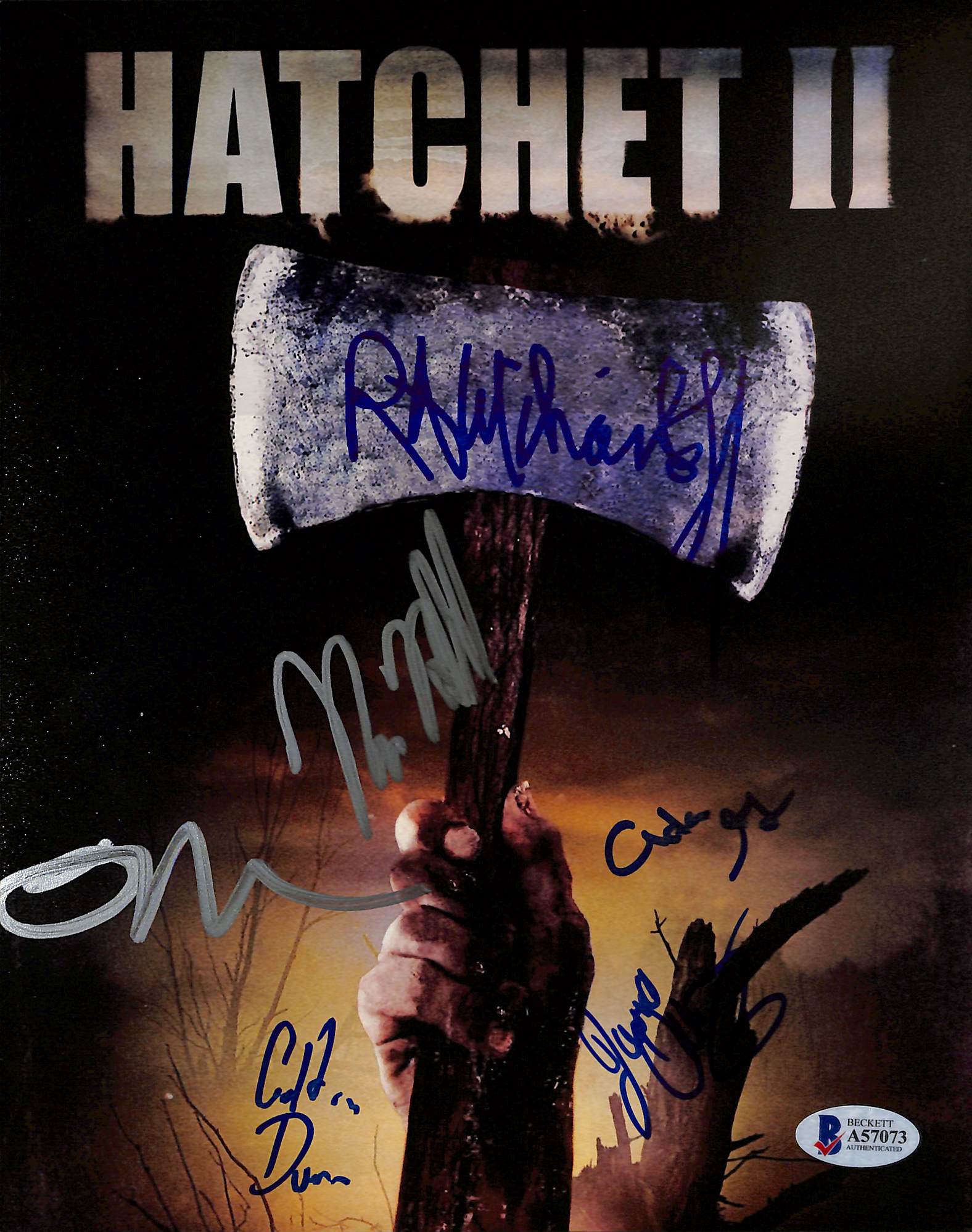 Hatchet 2 (6) Kane Hodder, Mears +4 Authentic Signed 8x10 Photo BAS #A57073