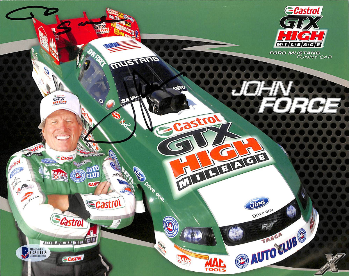 John Force NHRA Drag Racing Authentic Signed 8x10 Stat Photo BAS #G31113