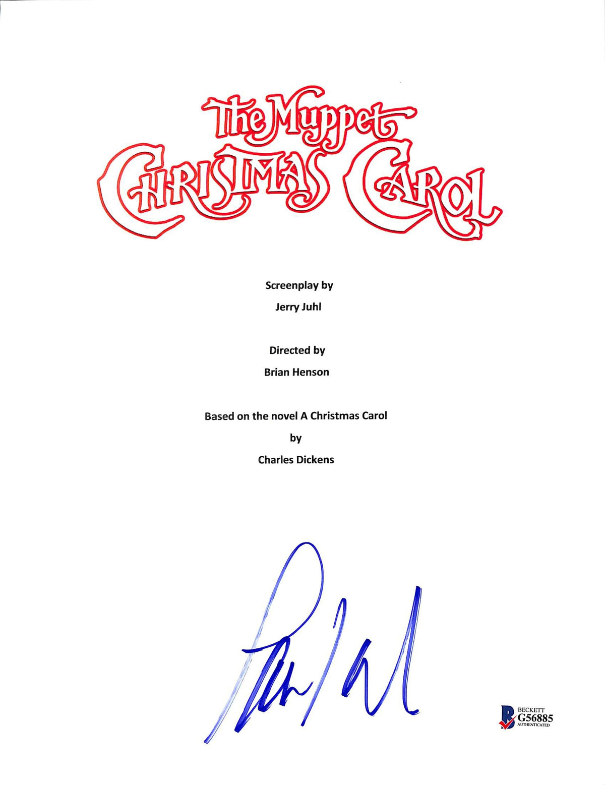 Paul Williams Authentic Signed Muppet Christmas Carol Script Cover BAS #G56885