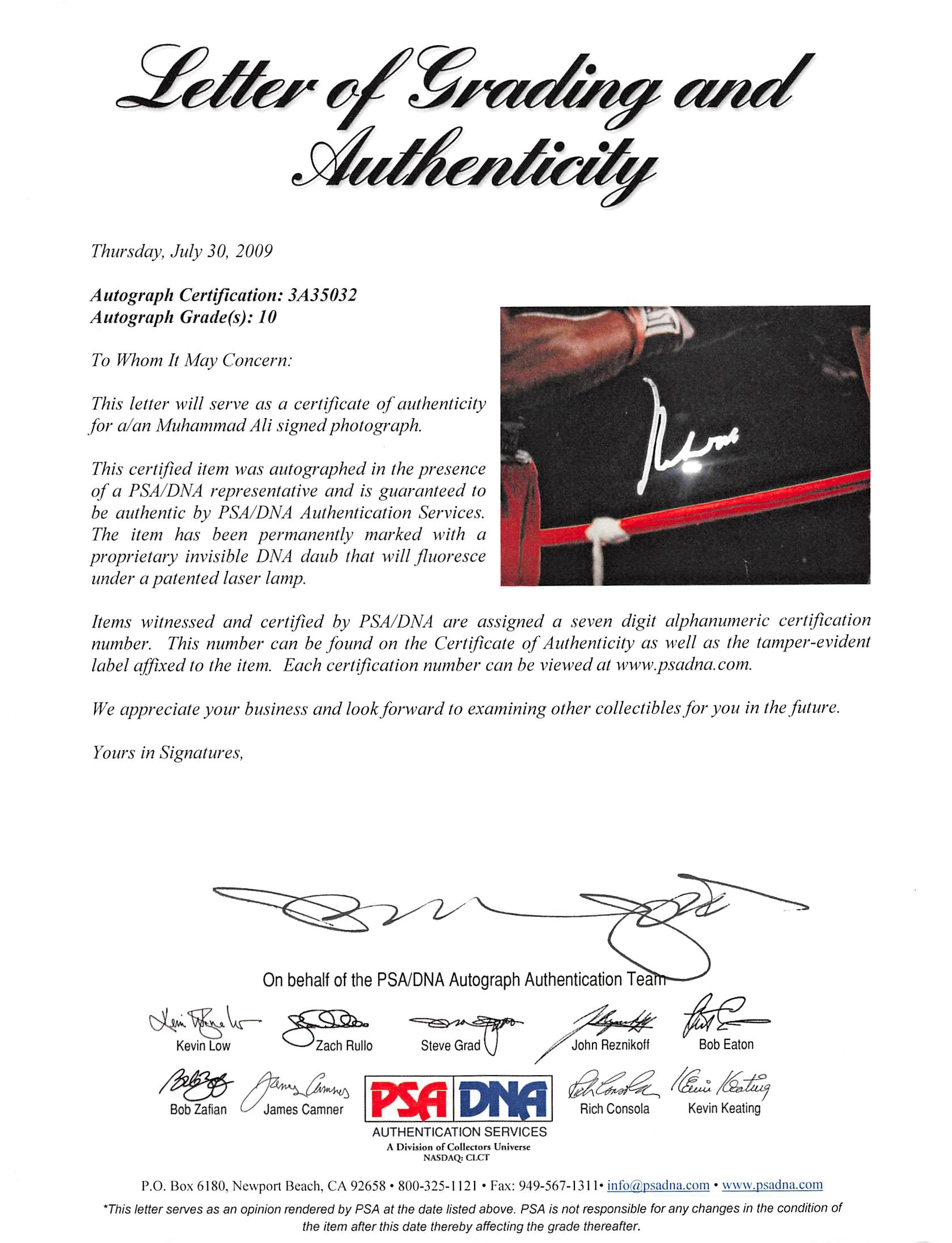 Muhammad Ali Authentic Signed 20x24 Photo w/ Gem 10 Autograph! PSA ITP #3A35032