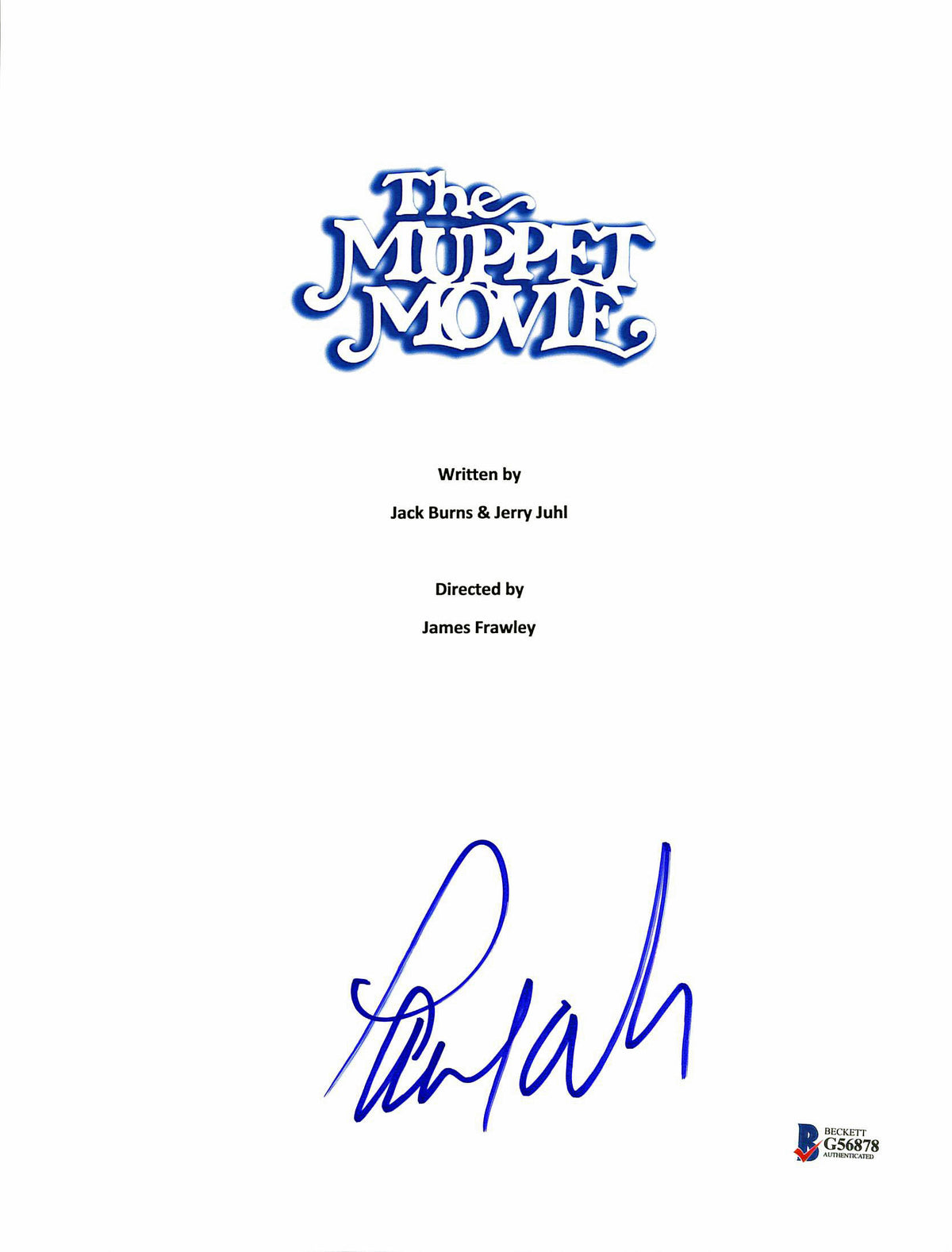 Paul Williams Authentic Signed The Muppet Movie Movie Script Cover BAS #G56878