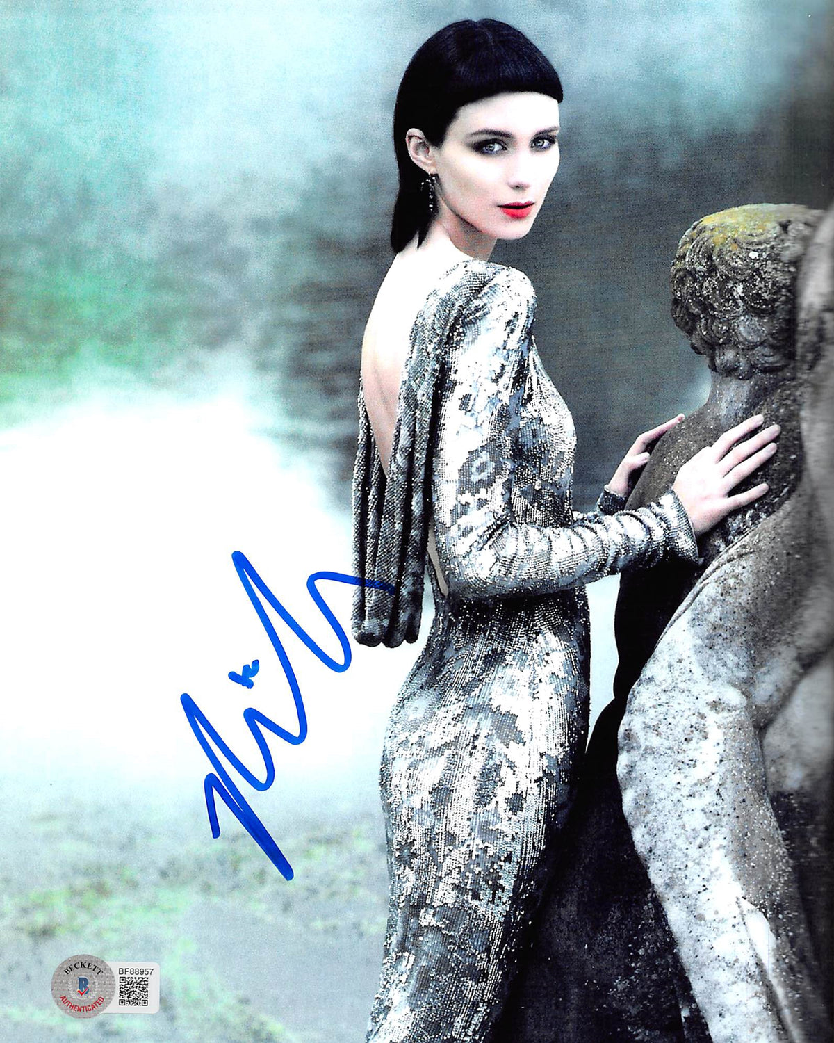 Rooney Mara Girl w/ Dragon Tattoo Authentic Signed 8x10 Sexy Photo BAS #BF88957