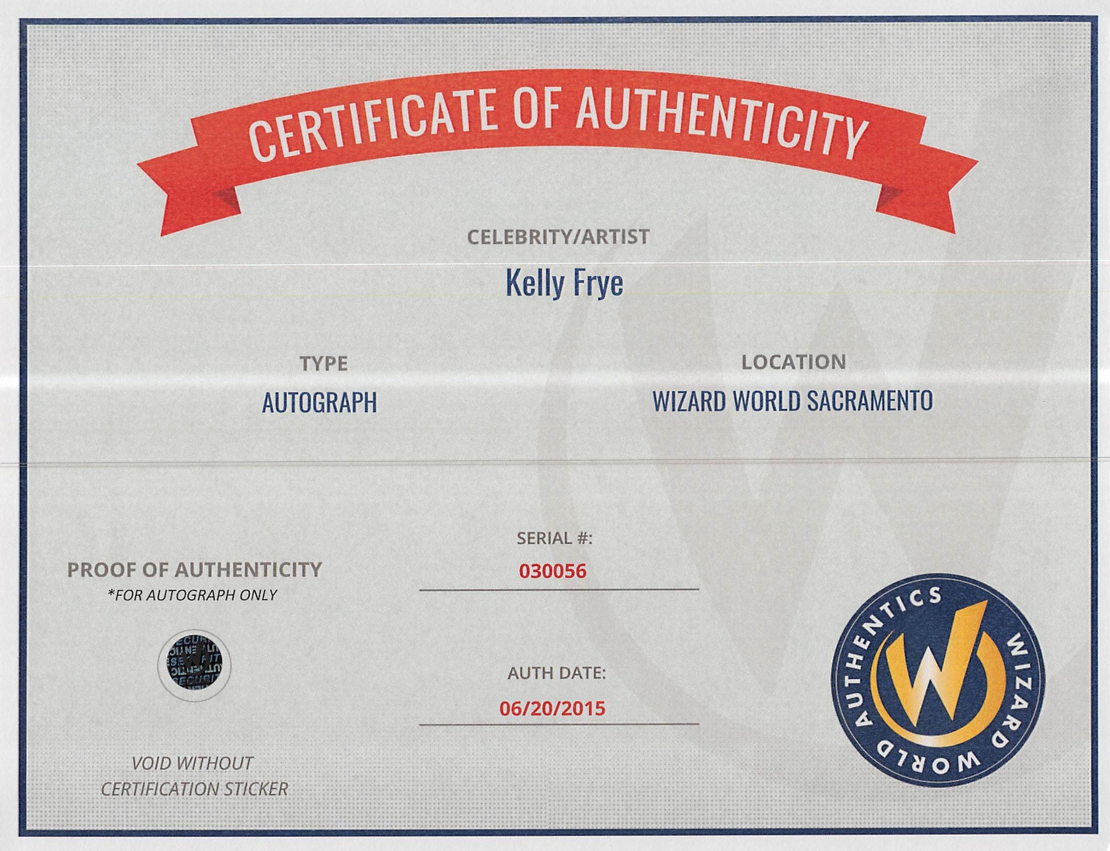 Kelly Frye Secrets of Sulphur Springs Authentic Signed 8x10 Photo Wizard World 1