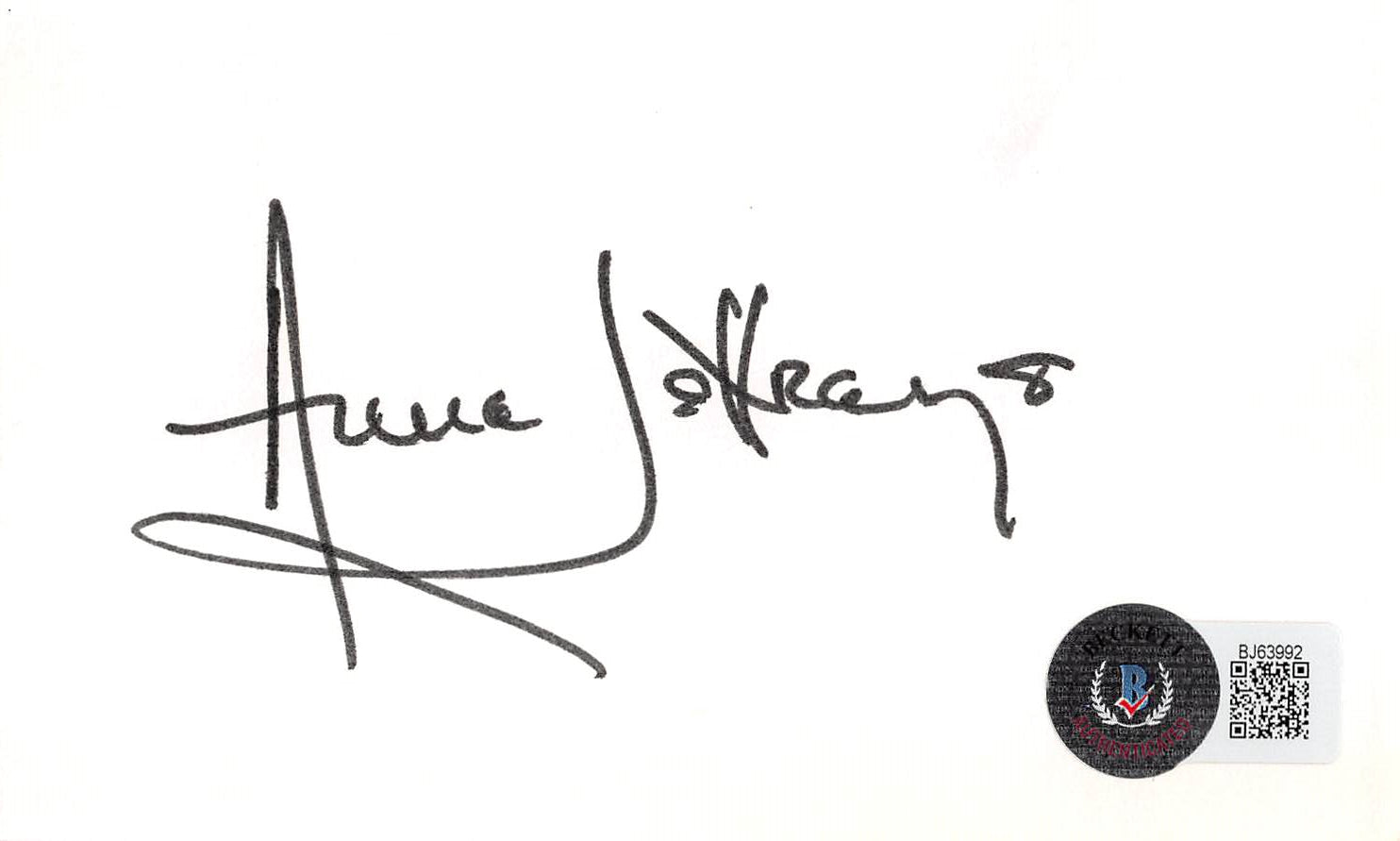 Anne Jeffreys Topper Authentic Signed 3x5 Index Card Autographed BAS #BJ63992