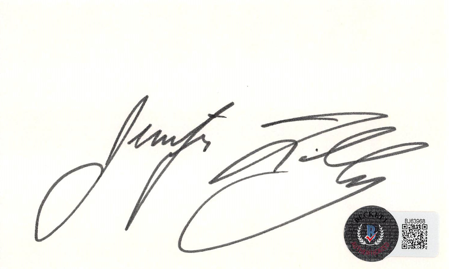 Jennifer Tilly Bride of Chucky Authentic Signed 3x5 Index Card BAS #BJ63968