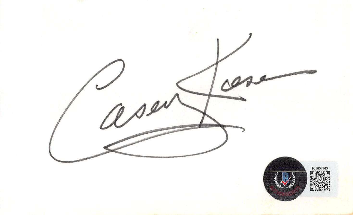 Casey Kasem Scooby-Doo Authentic Signed 3x5 Index Card BAS #BJ63963 2