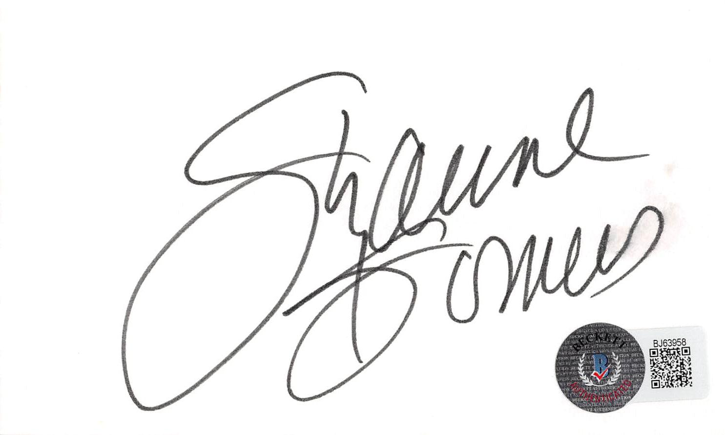 Suzanne Somers Three's Company Authentic Signed 3x5 Index Card BAS #BJ63958