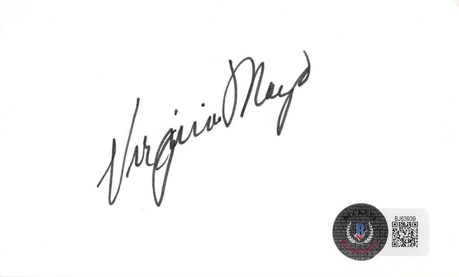 Virginia Mayo White Heat Authentic Signed 3x5 Index Card BAS #BJ63939