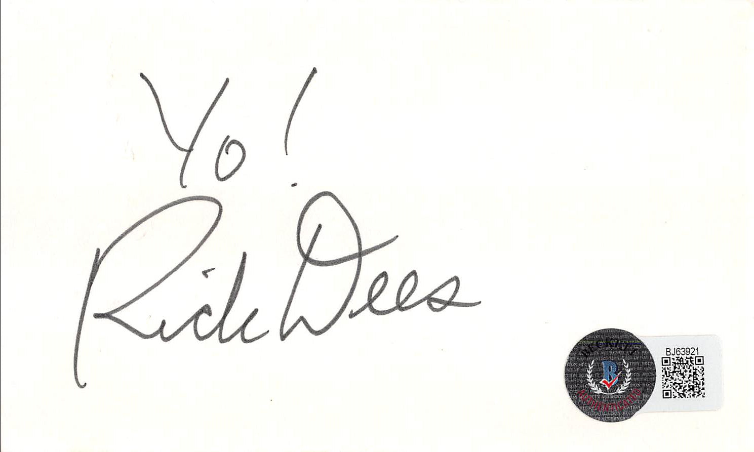 Rick Dees La Bamba "Yo!" Authentic Signed 3x5 Index Card BAS #BJ63921