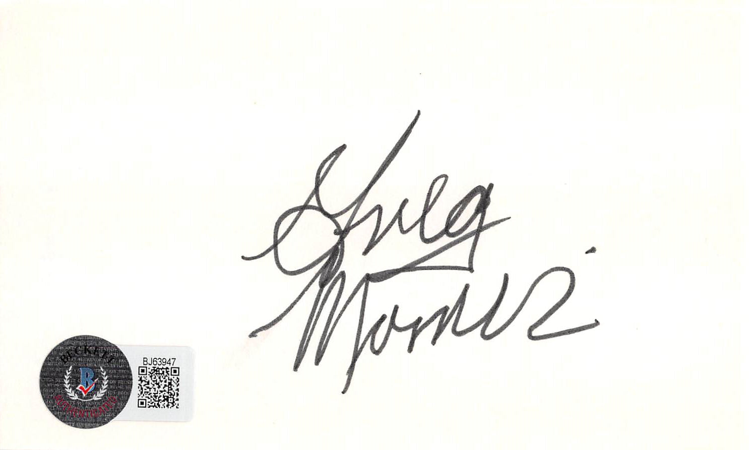 Greg Morris Mission: Impossible Authentic Signed 3x5 Index Card BAS #BJ63947