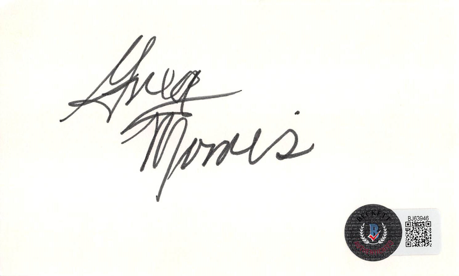Greg Morris Mission: Impossible Authentic Signed 3x5 Index Card BAS #BJ63946