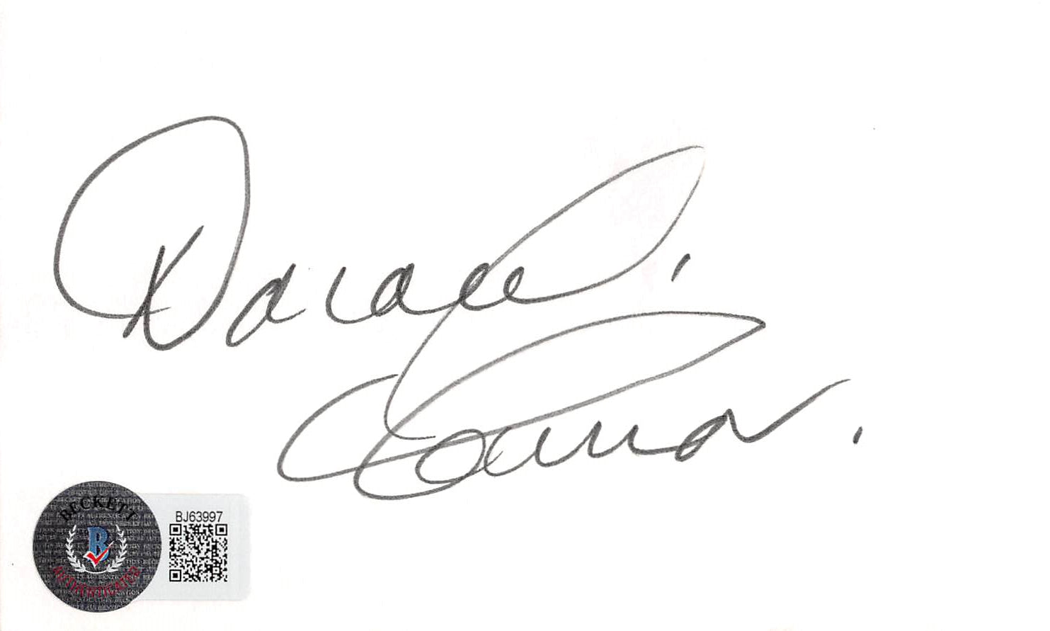 Donald O'Connor Singing in the Rain Authentic Signed 3x5 Index Card BAS #BJ63997