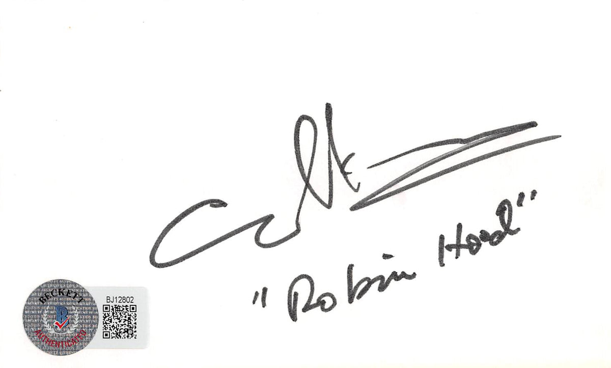 Cary Elwes Robin Hood Men in Tights "Robinhood" Signed 3x5 Index Card BAS