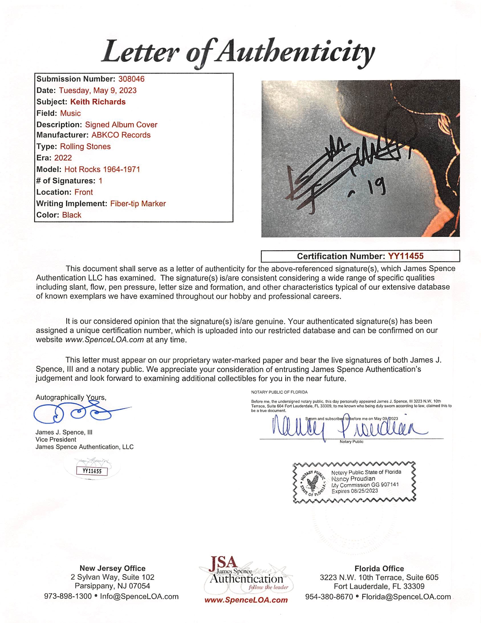 Keith Richards The Rolling Stones Signed Hot Rocks Album Cover JSA #YY11455