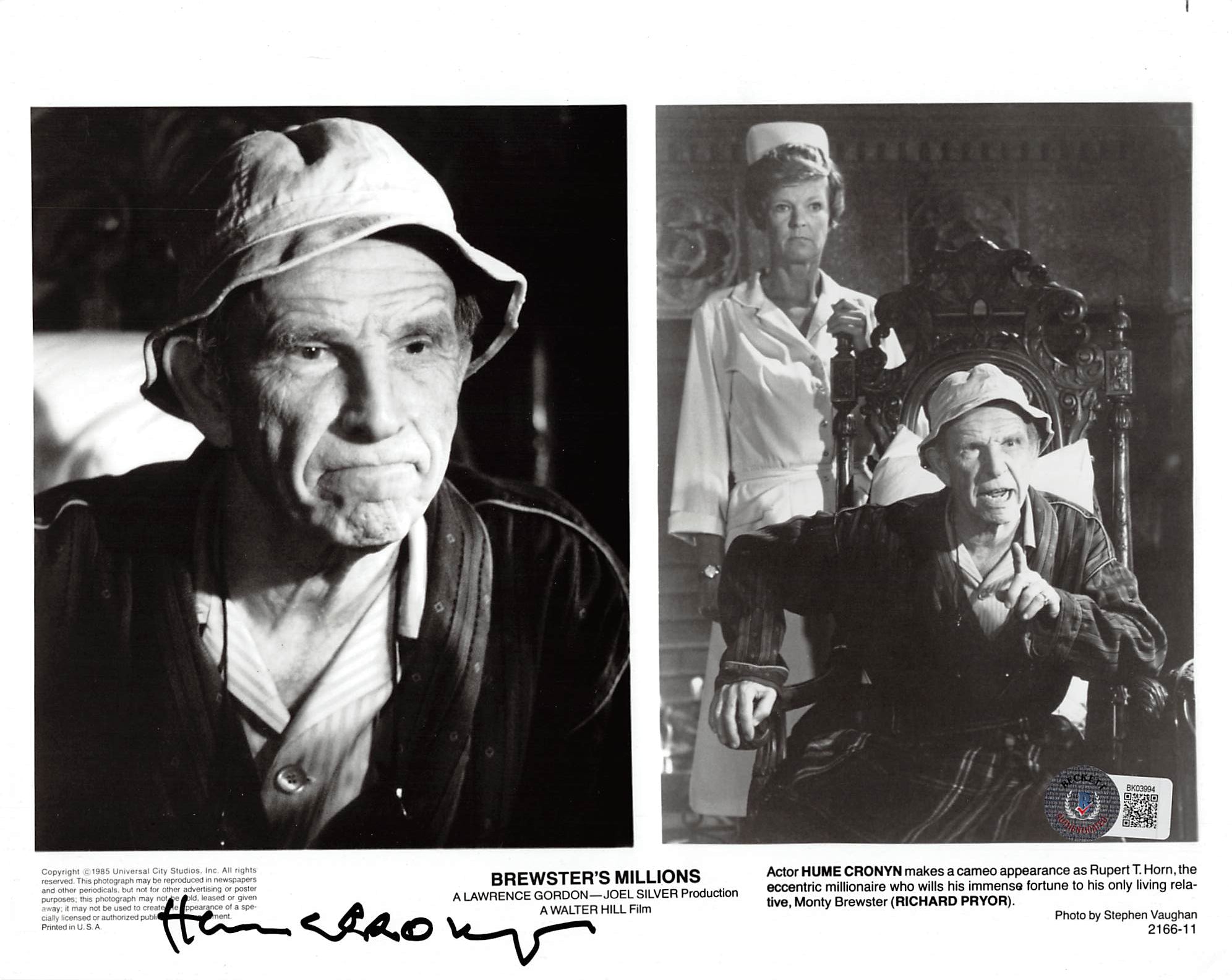 Hume Cronyn Brewster's Millions Authentic Signed 8x10 Photo BAS #BK03994
