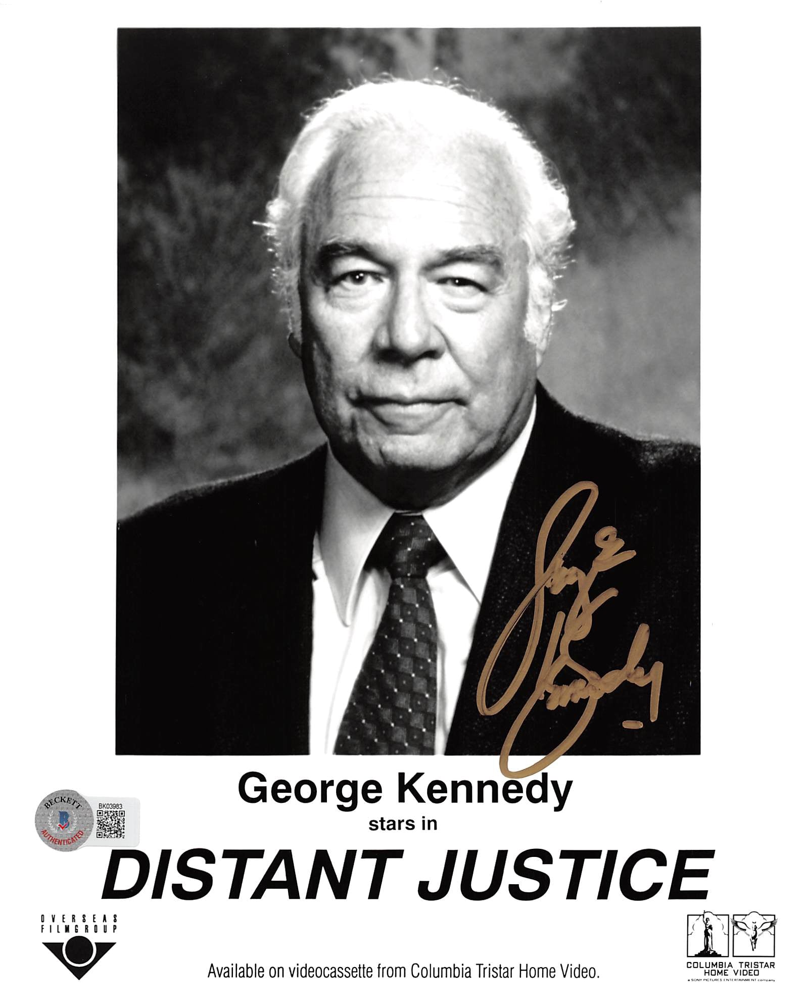 George Kennedy Distant Justice Authentic Signed 8x10 Photo BAS #BK03983