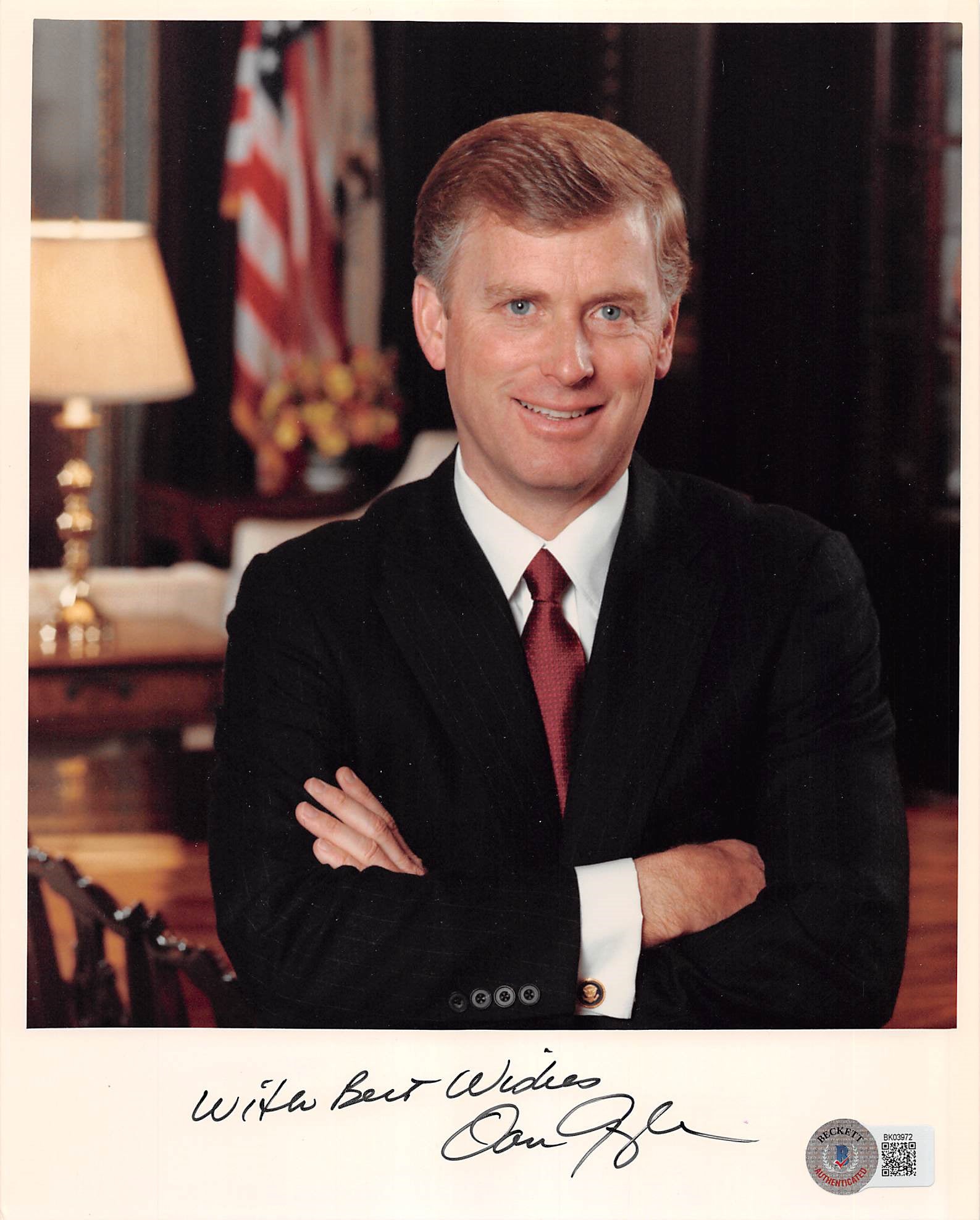 Dan Quayle "With Best Wishes" Authentic Signed 8x10 Photo BAS #BK03972