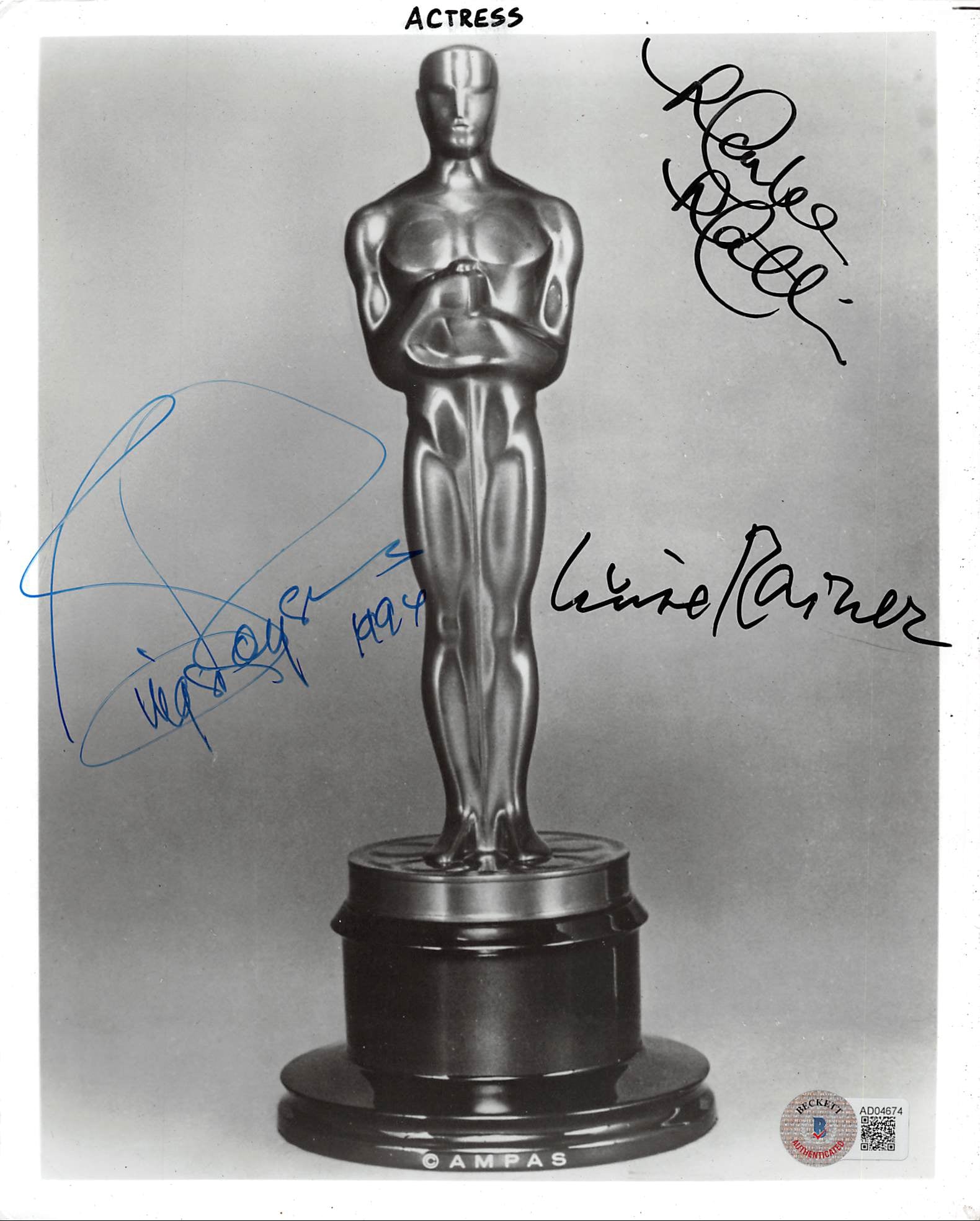 Oscar Winners (3) Matlin, Rogers & Rainer Signed 8x10 B&W Photo BAS #AD04674