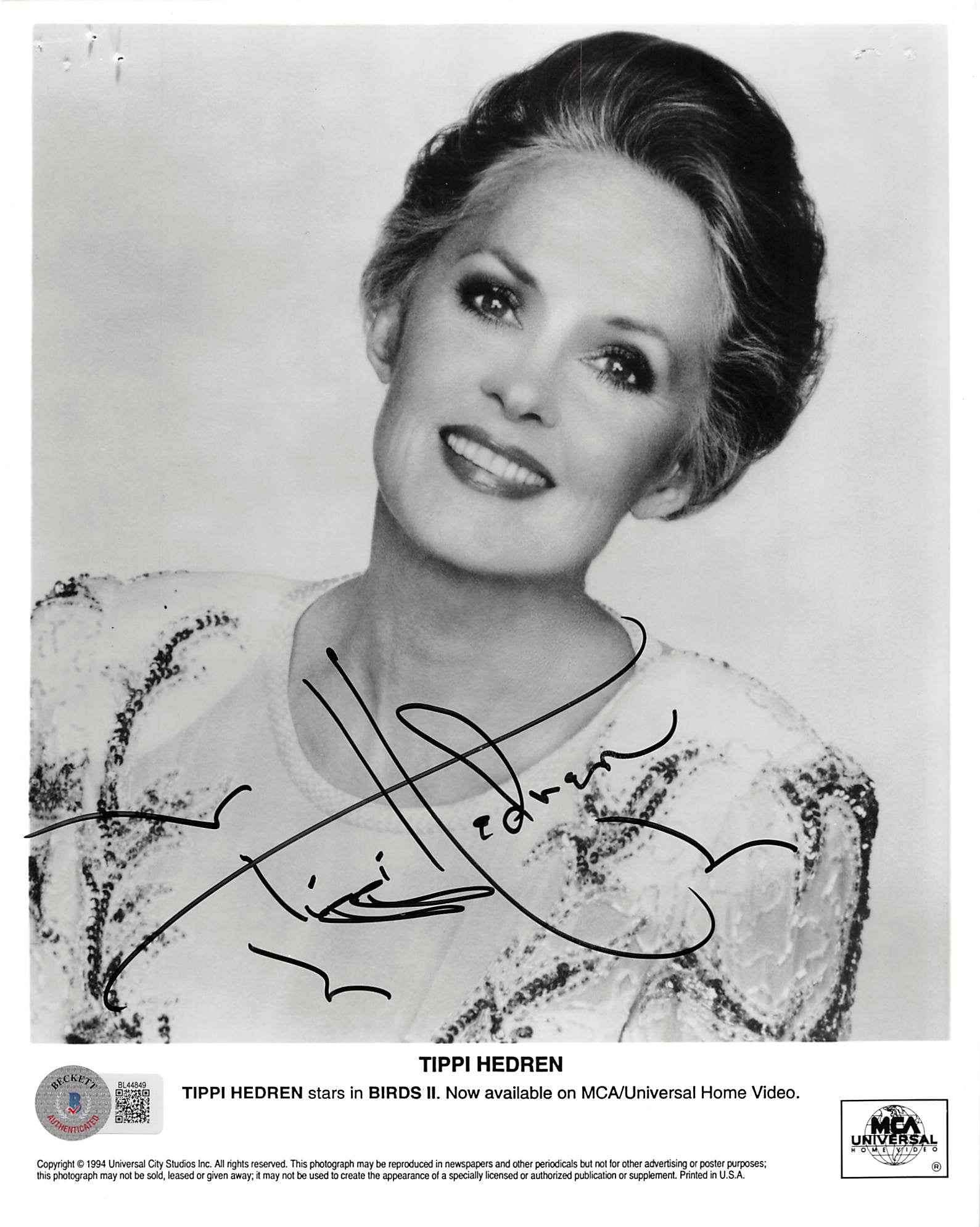 Tippi Hedren The Birds Authentic Signed 8x10 Photo Autographed BAS #BL44849