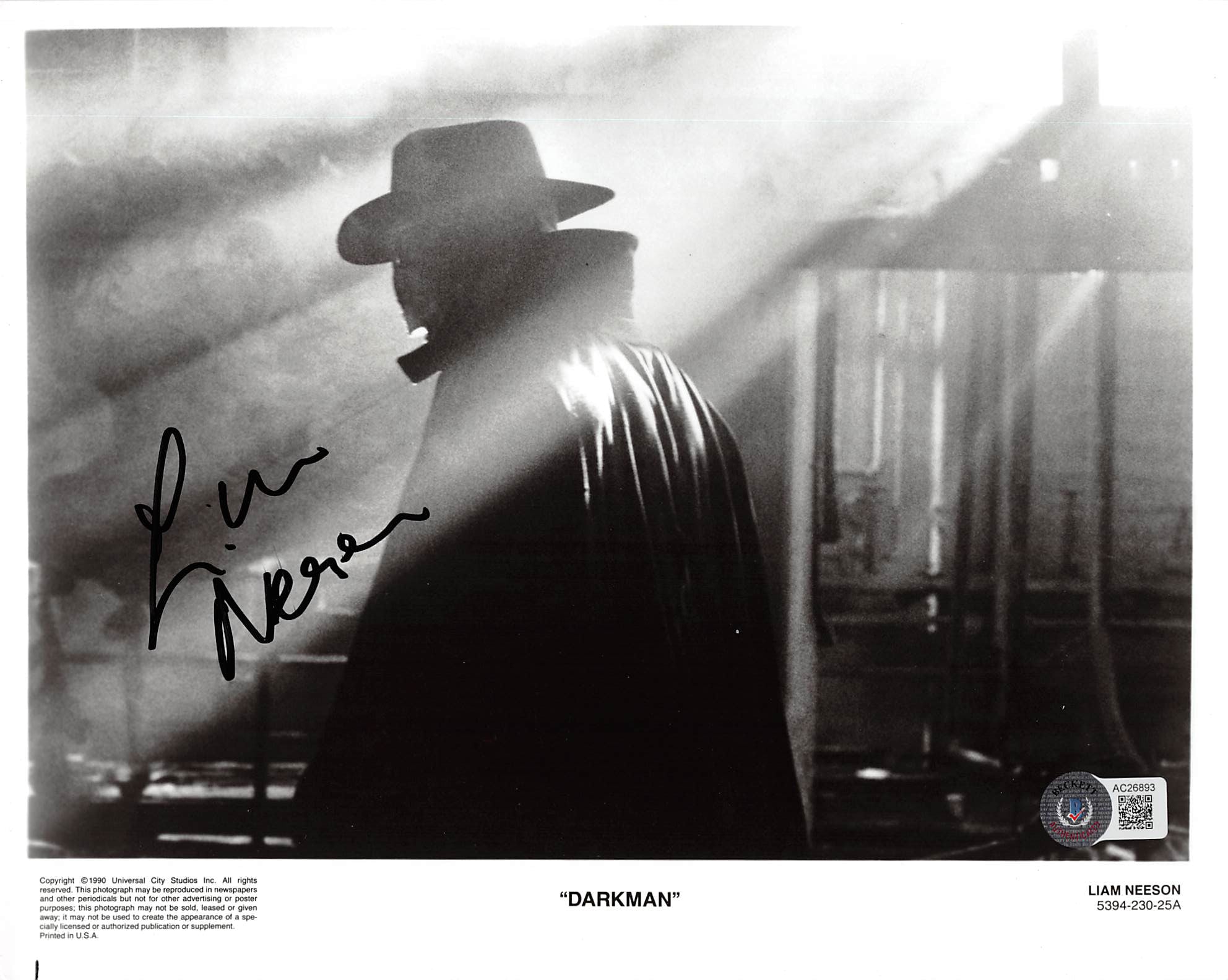Liam Neeson Darkman Authentic Signed 8x10 Photo Autographed BAS #AC26893