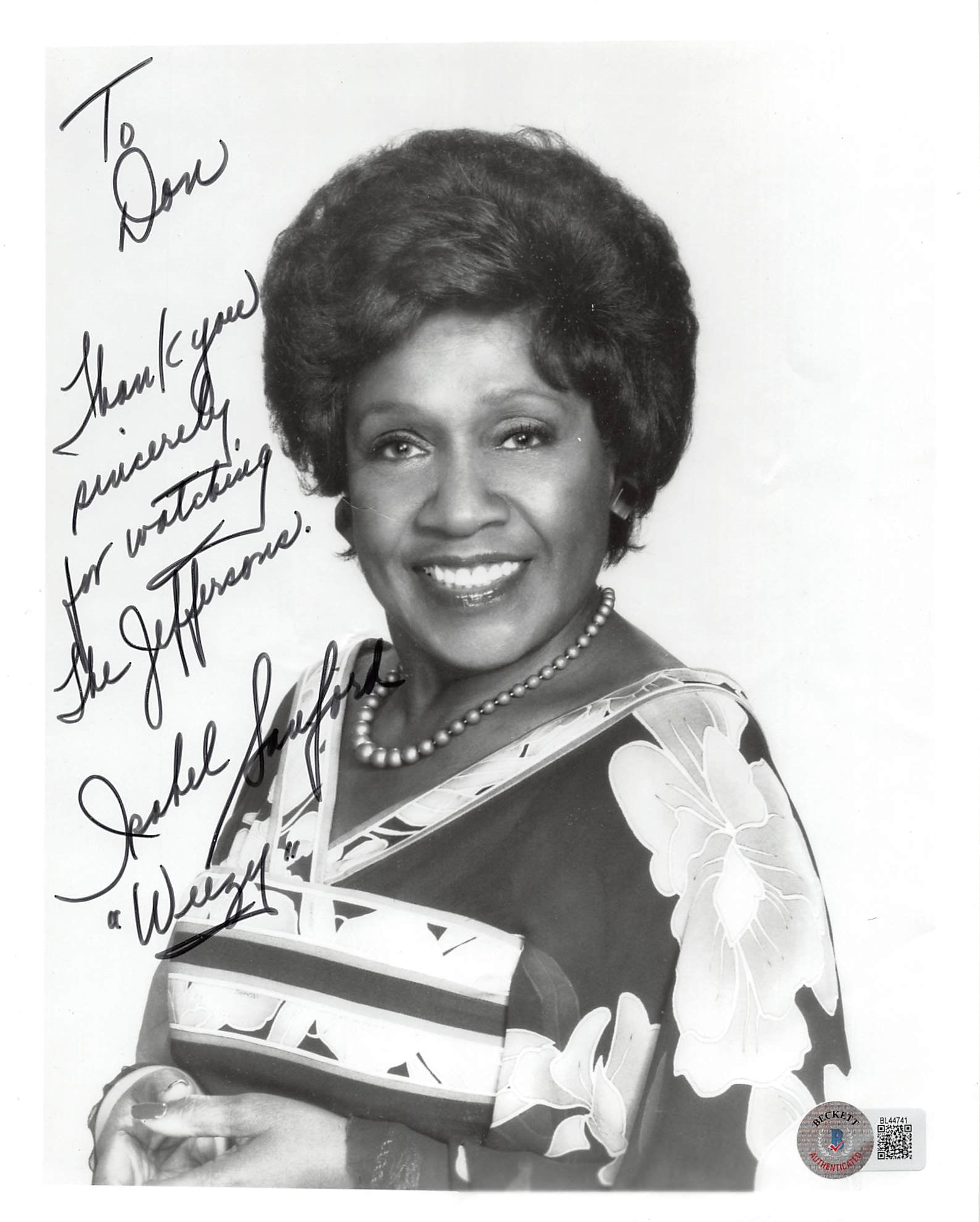 Isabel Sanford The Jeffersons "Weezy" Authentic Signed 8x10 Photo BAS #BL44741