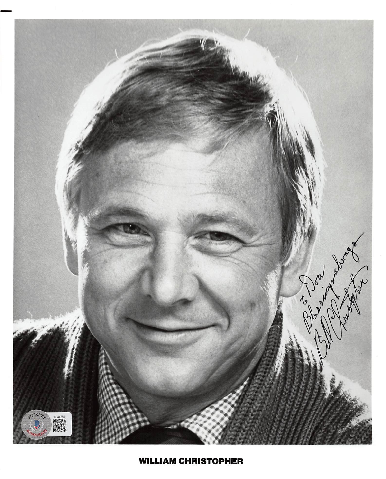 William Christopher M*A*S*H "Blessings Always" Signed 8x10 Photo BAS #BL44756