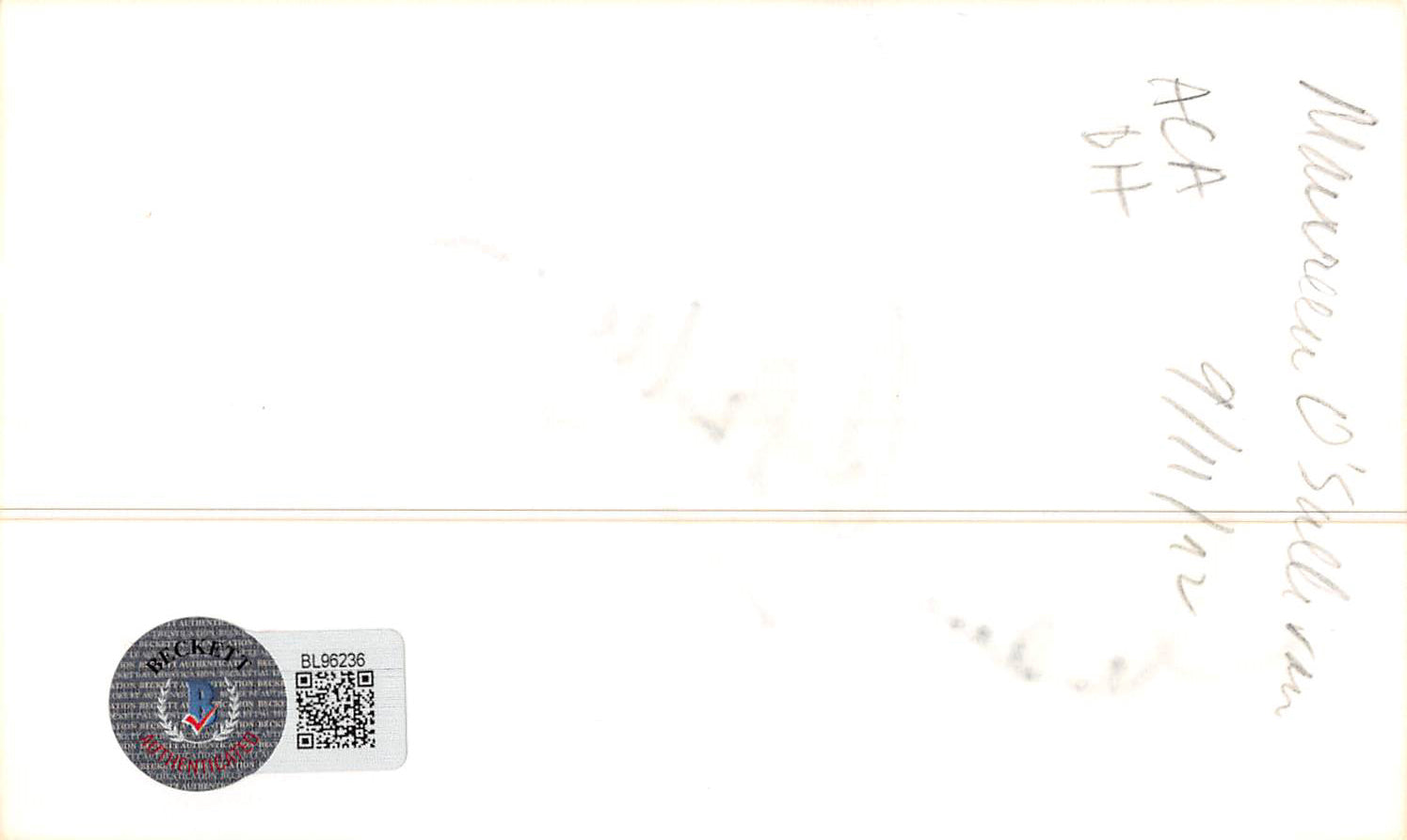 Maureen O'Sullivan The Thin Man Authentic Signed 3x5 Index Card BAS #BL96236