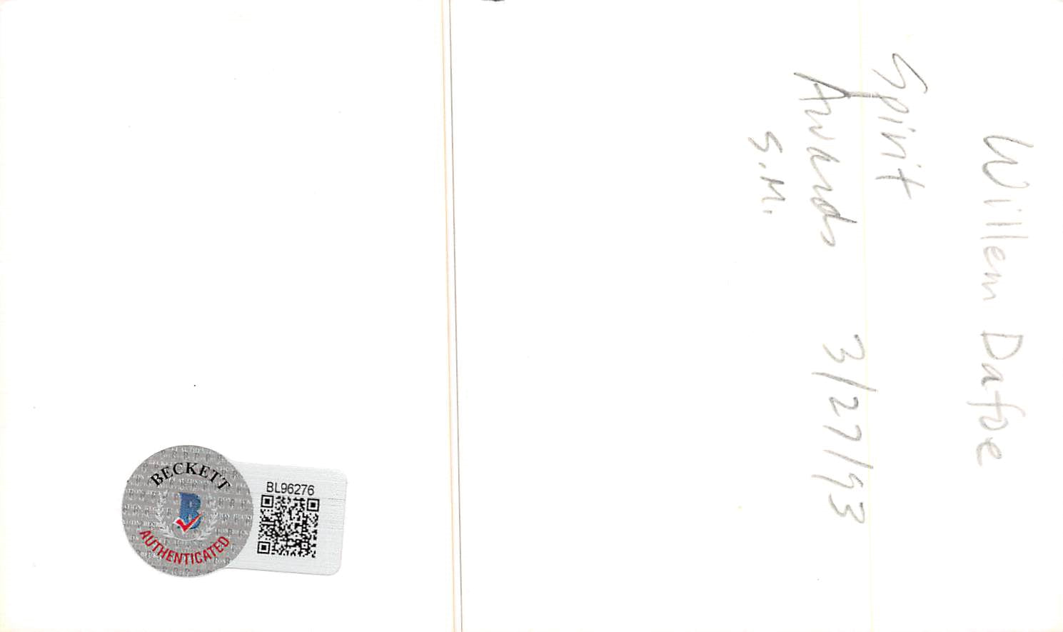 Willem Dafoe Spider-Man Authentic Signed 3x5 Index Card Autographed BAS #BL96276