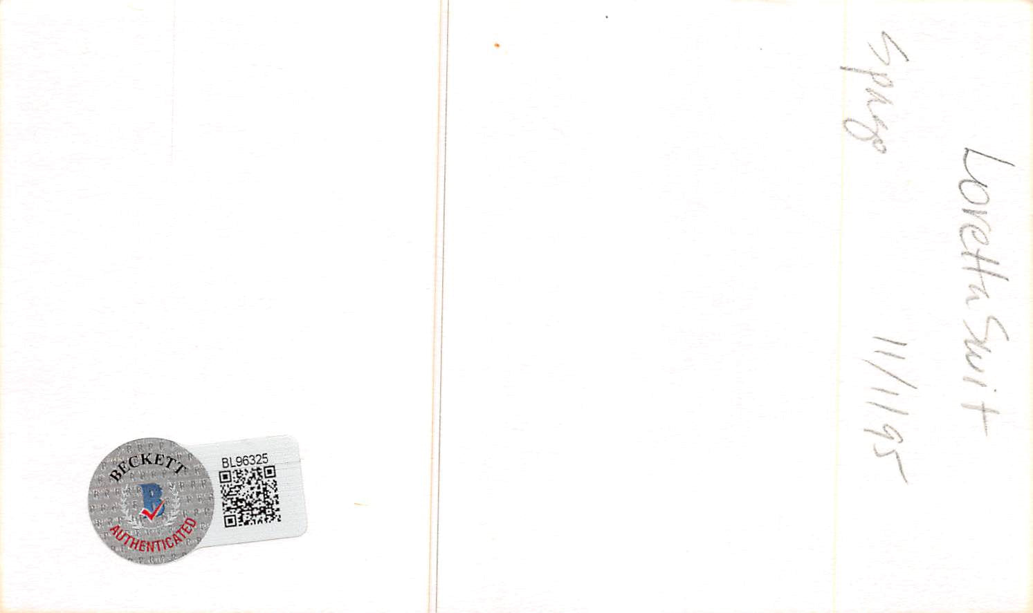Loretta Swit M*A*S*H Authentic Signed 3x5 Index Card Autographed BAS #BL96325