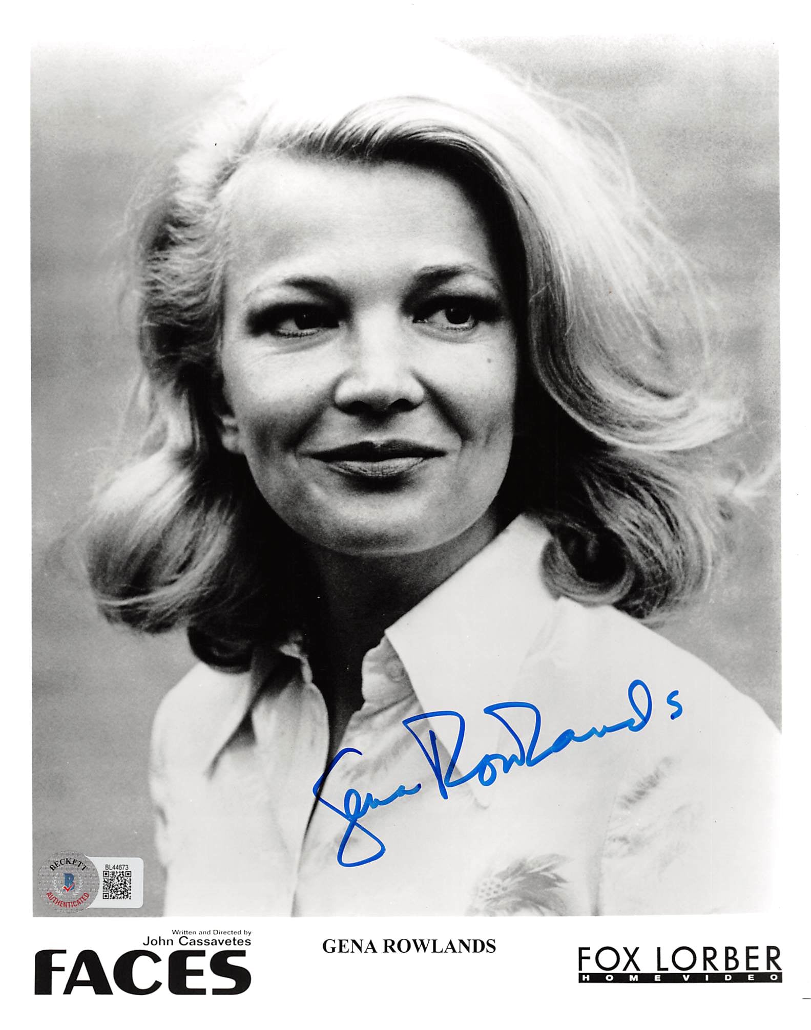 Gena Rowlands Faces Authentic Signed 8x10 Photo Autographed BAS #BL44673