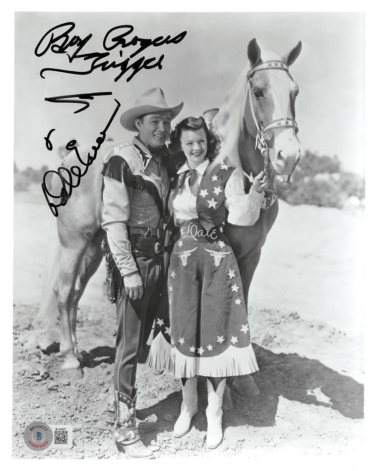 Roy Rogers & Dale Evans "Trigger" Authentic Signed 8x10 Photo BAS #BL44627