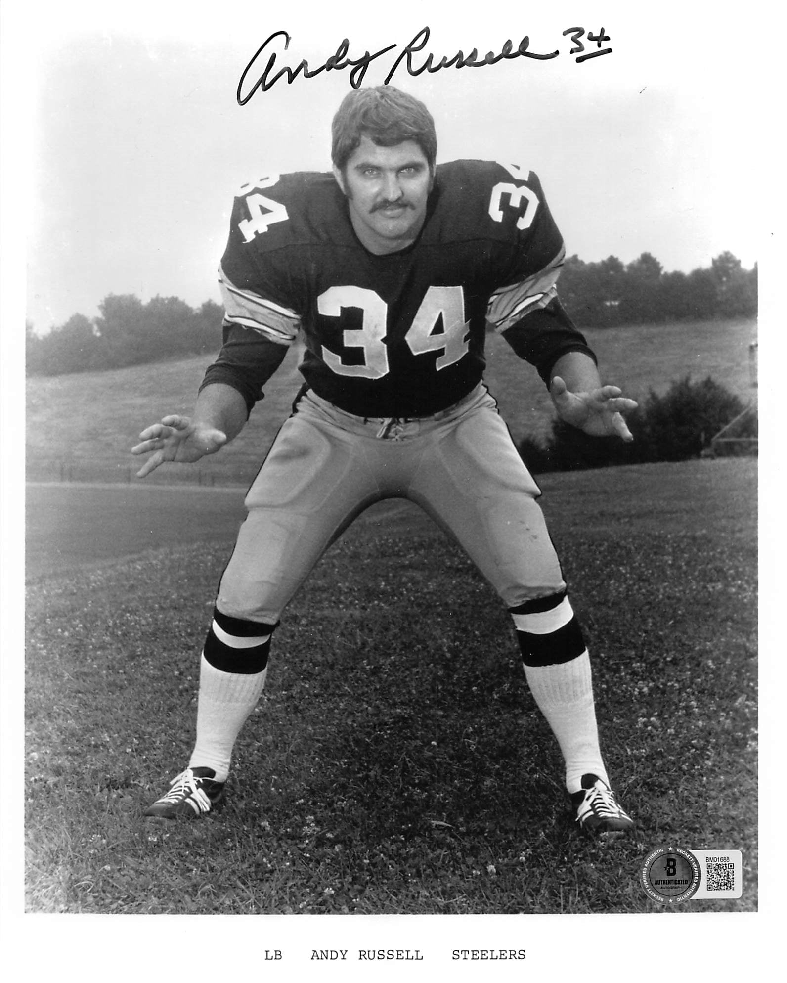 Steelers Andy Russell Authentic Signed 8x10 Photo Autographed BAS #BM01688