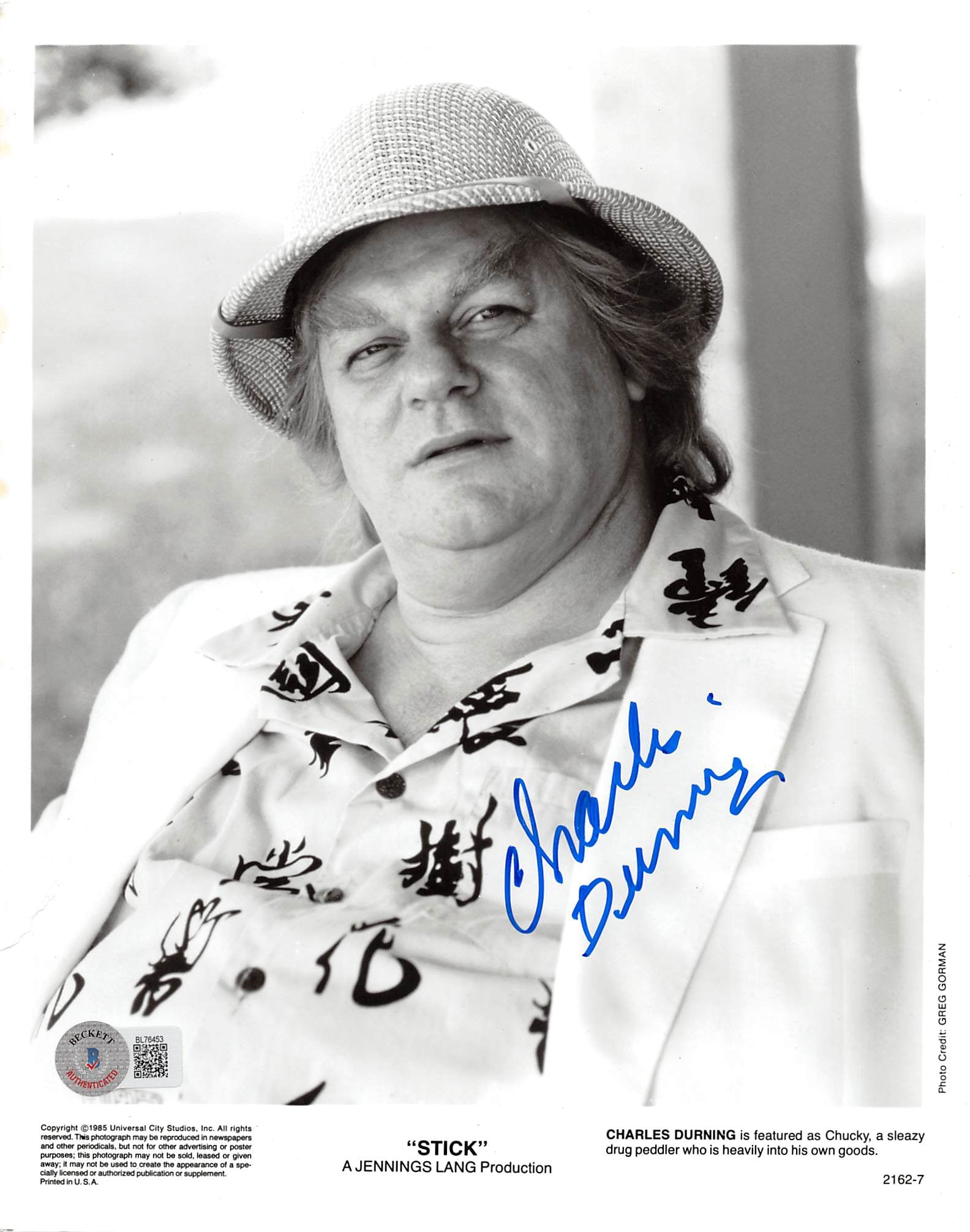 Charles Durning Stick Authentic Signed 8x10 Photo Autographed BAS #BL76453