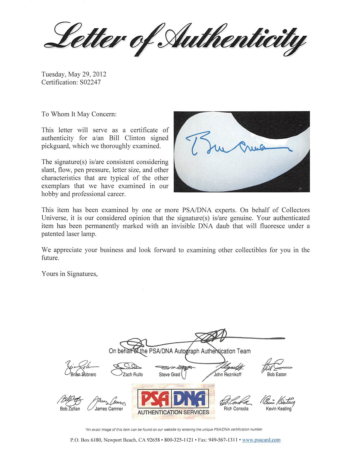 Bill Clinton Authentic Signed Black Acoustic Guitar Autographed PSA/DNA #S02247