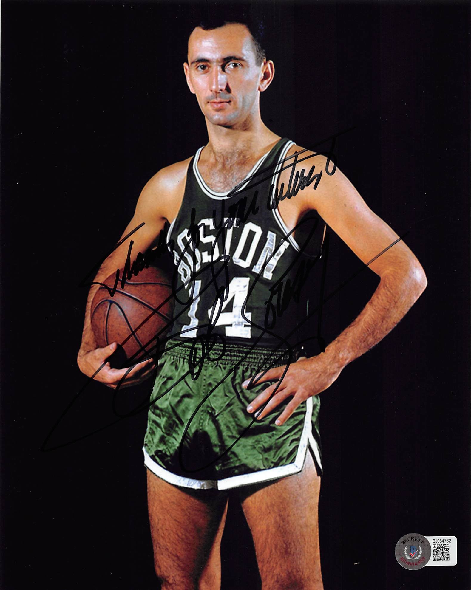 Bob cousy autographed popular signed 8x10 nba boston celtics photograph - to patrick