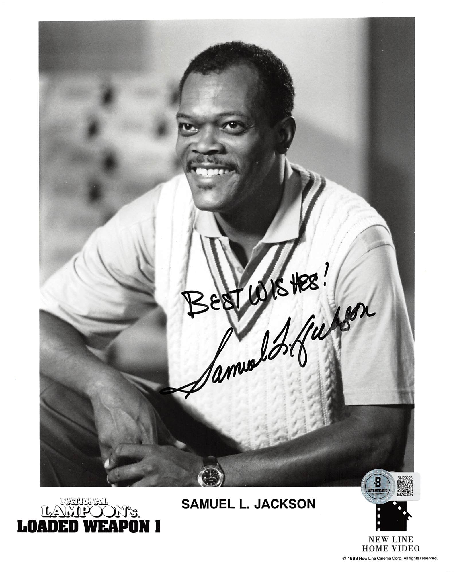 Samuel L. Jackson Loaded Weapon 1 "Best Wishes!" Signed 8x10 Photo BAS #BN29223