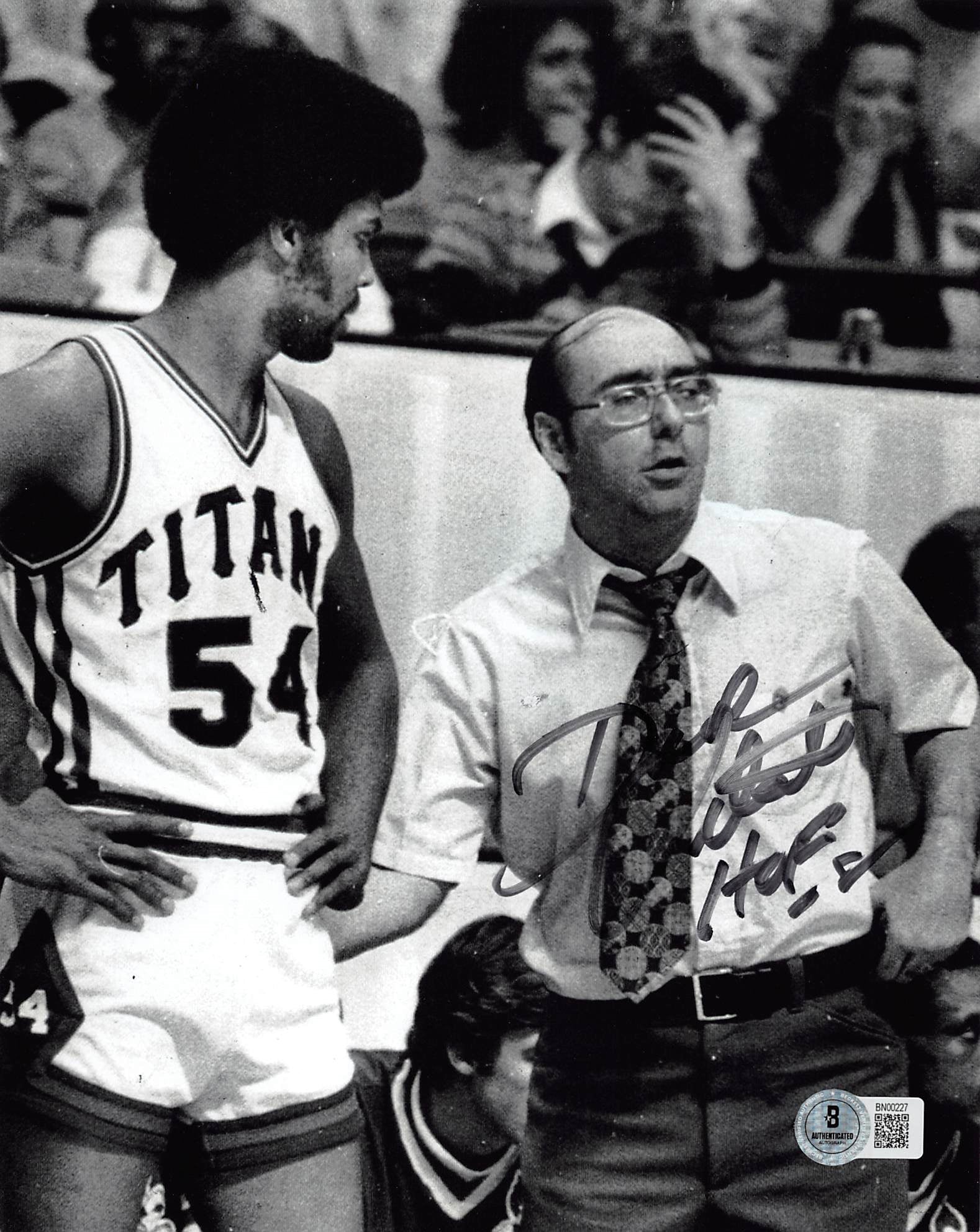 Dick Vitale "HOF" Authentic Signed 8x10 Vertical Black & White Photo BAS 1