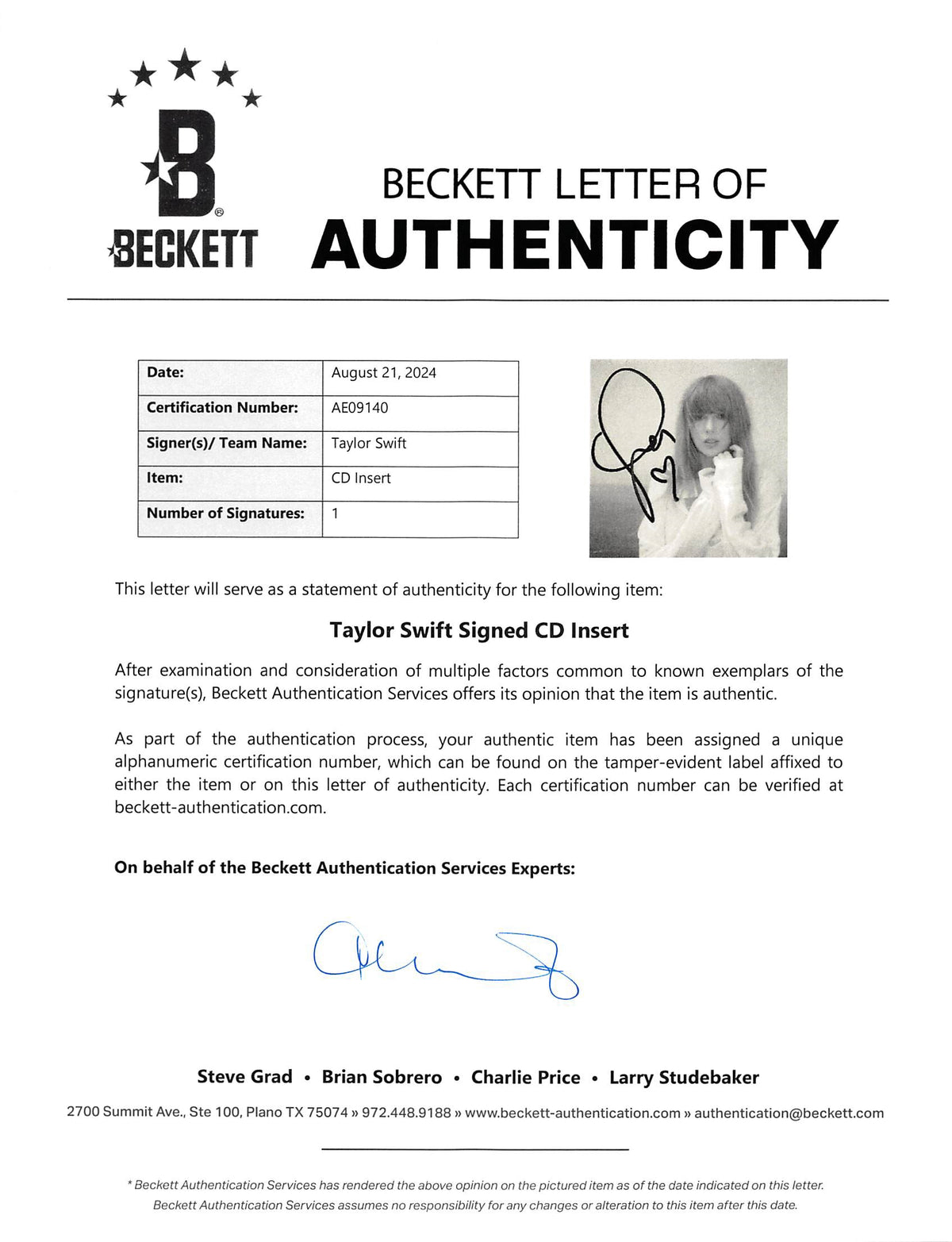 Taylor Swift Signed The Tortured Poets Department CD Insert w Heart BAS #AE09140