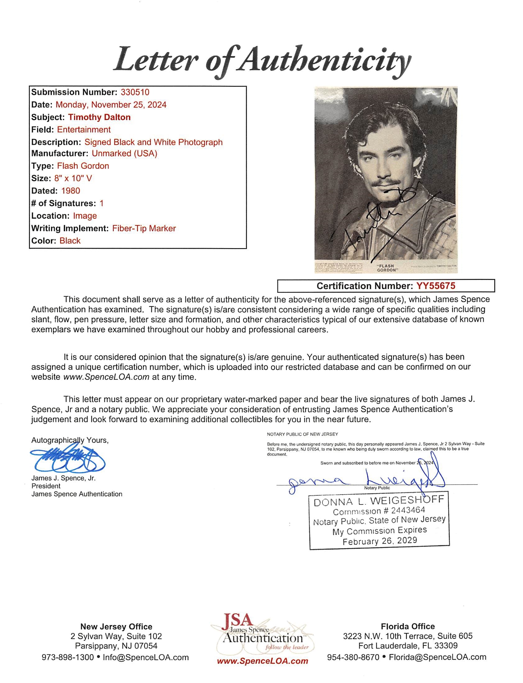 Timothy Dalton Flash Gordon Authentic Signed 8x10 Promotional Photo JSA #YY55675