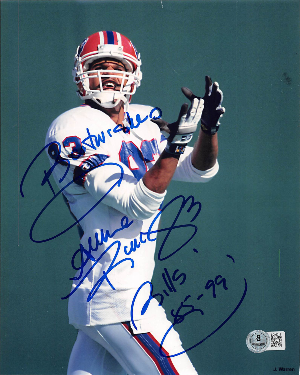 Bills Andre Reed "Best Wishes Bills 85-99" Signed 8x10 Photo BAS #BQ96318