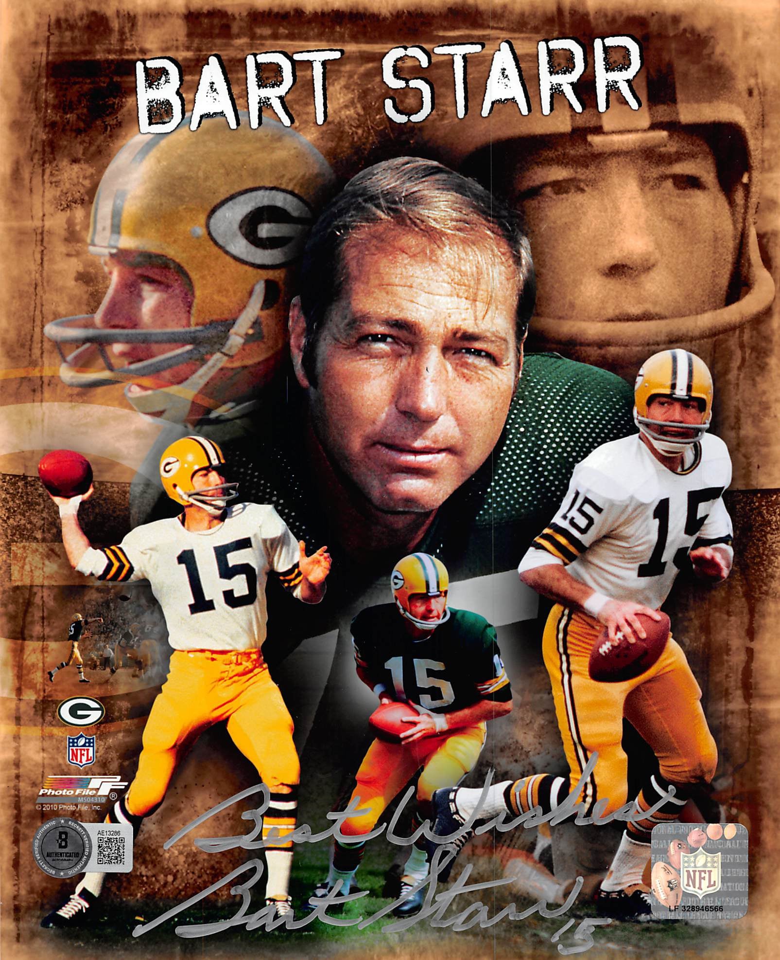 Packers Bart Starr Best Wishes Authentic Signed 8x10 Photo BAS #AE13286