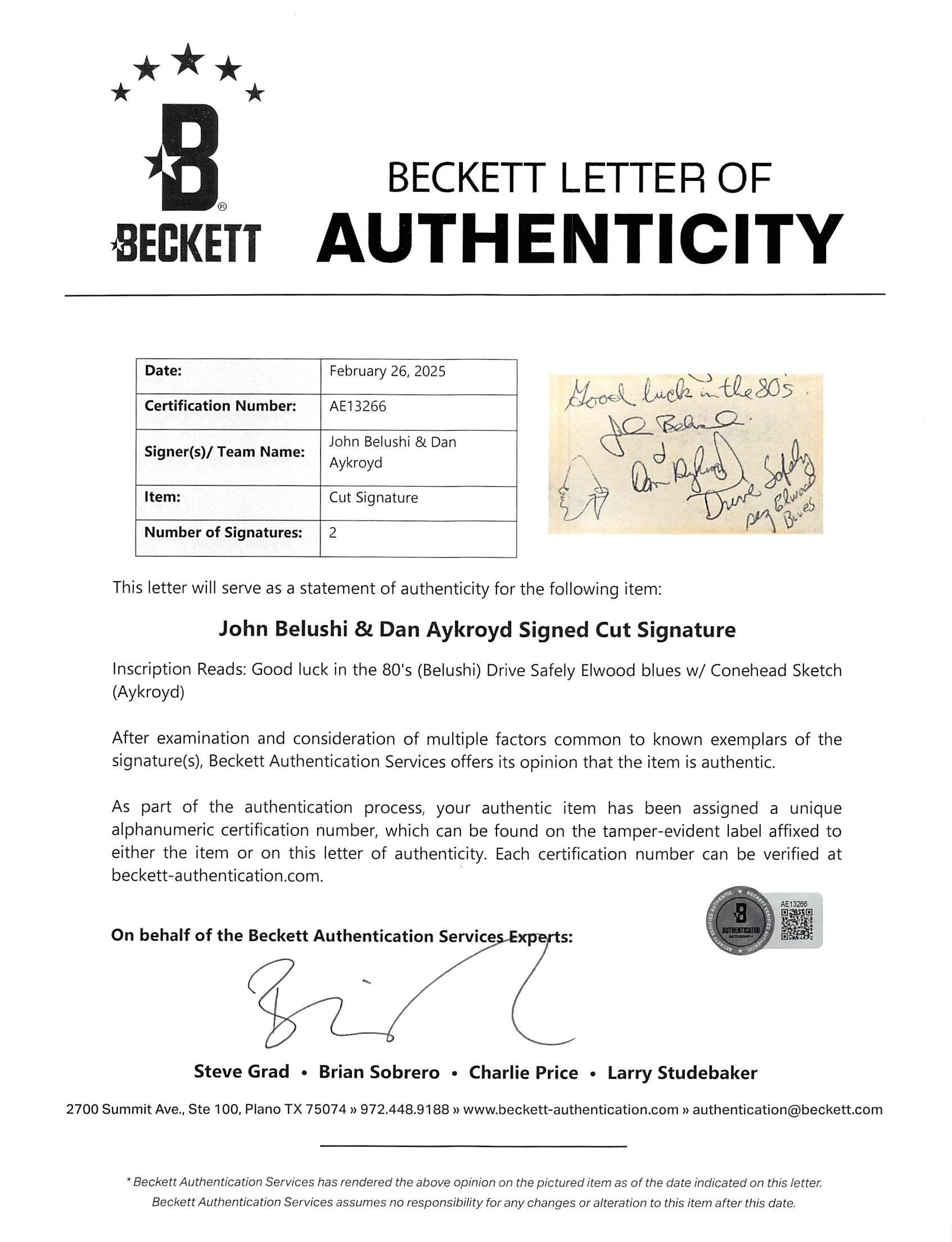 John Belushi & Dan Aykroyd The Blues Brothers Signed Framed Display BAS #AE13266