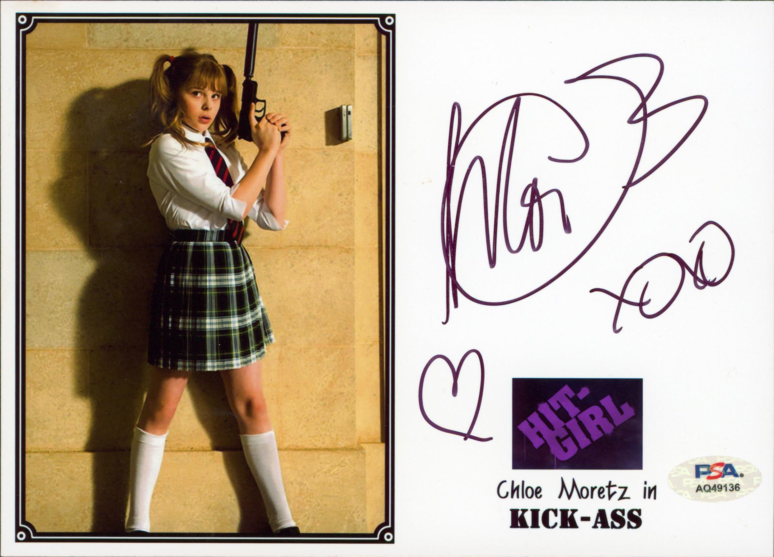 Chloe Moretz Kick-Ass "XOXO" Authentic Signed 6x8.25 Photo PSA/DNA #AQ49136