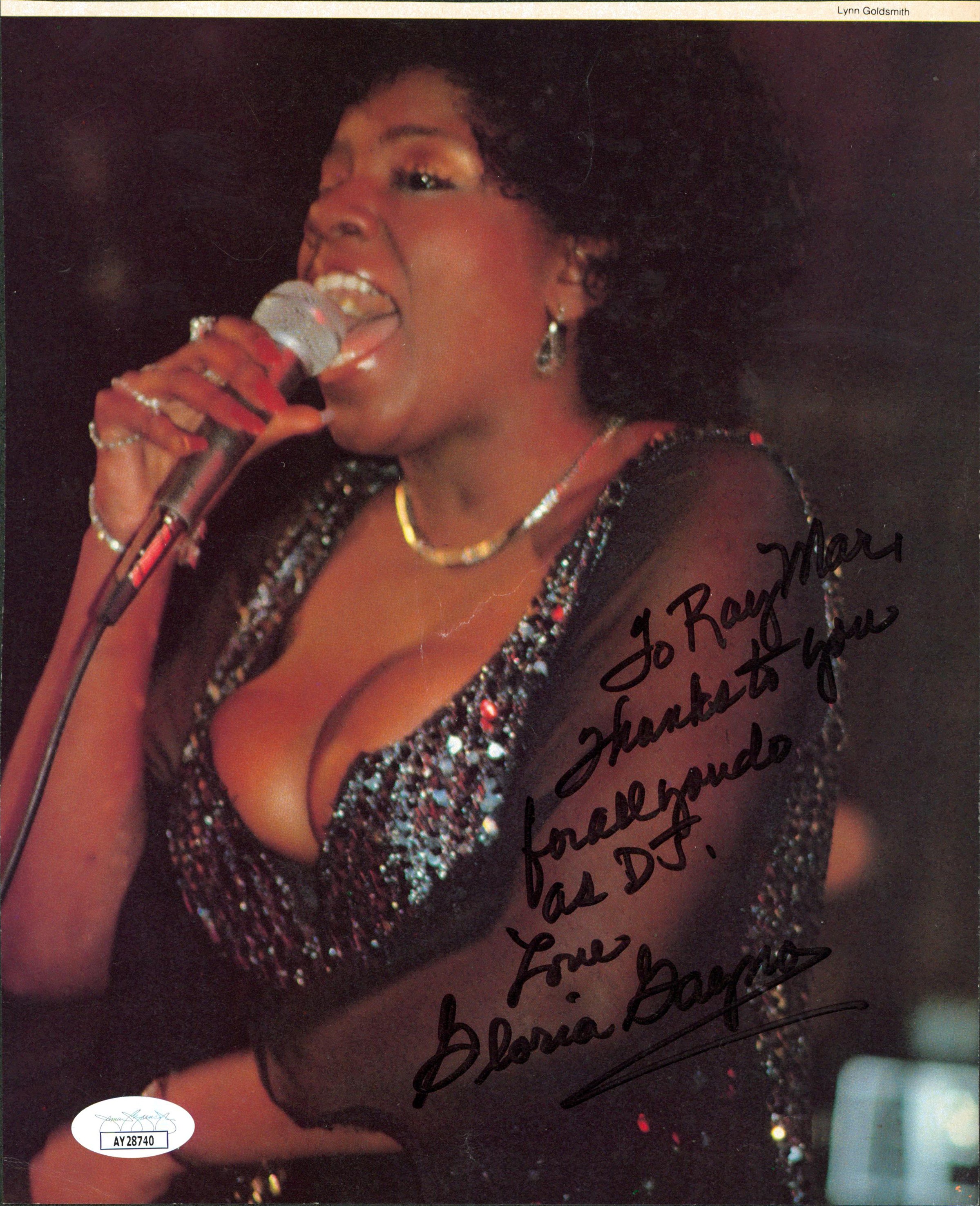 Gloria Gaynor Singer "To Ray Man, Thanks Love" Signed Magazine Page JSA #AY28740